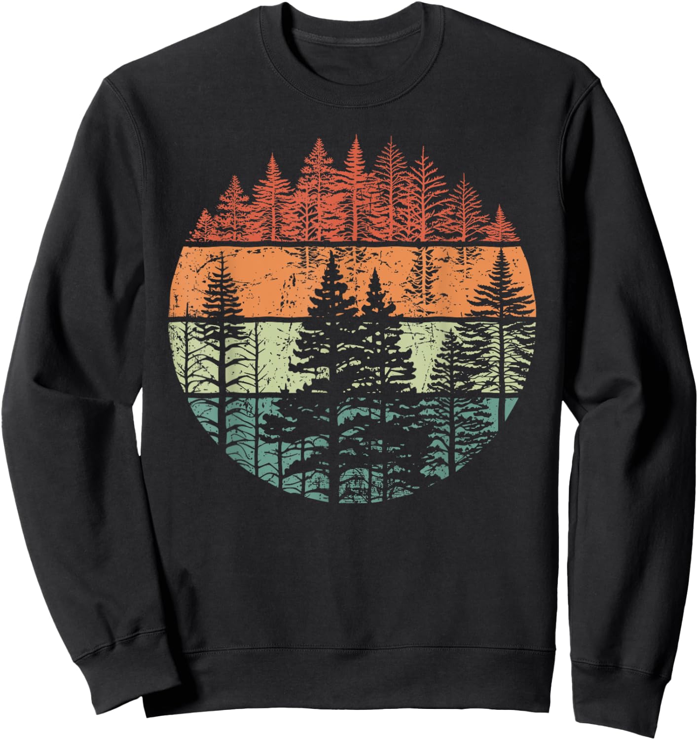 Retro Forest Trees Outdoors Nature Women Men Vintage Graphic Sweatshirt - Sweatshirt | Black