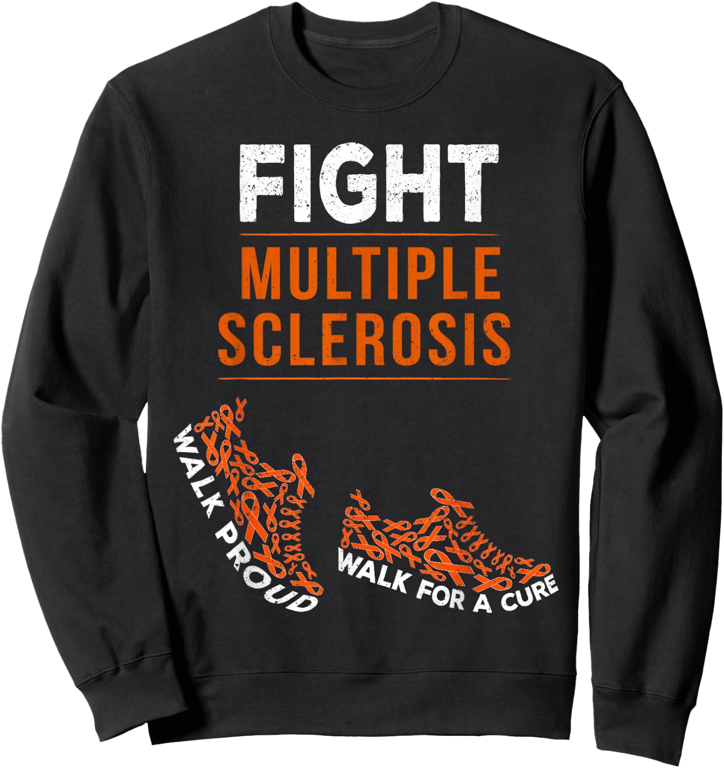 Fight Multiple Sclerosis MS Awareness Warrior Ribbon Sweatshirt - Sweatshirt | Black