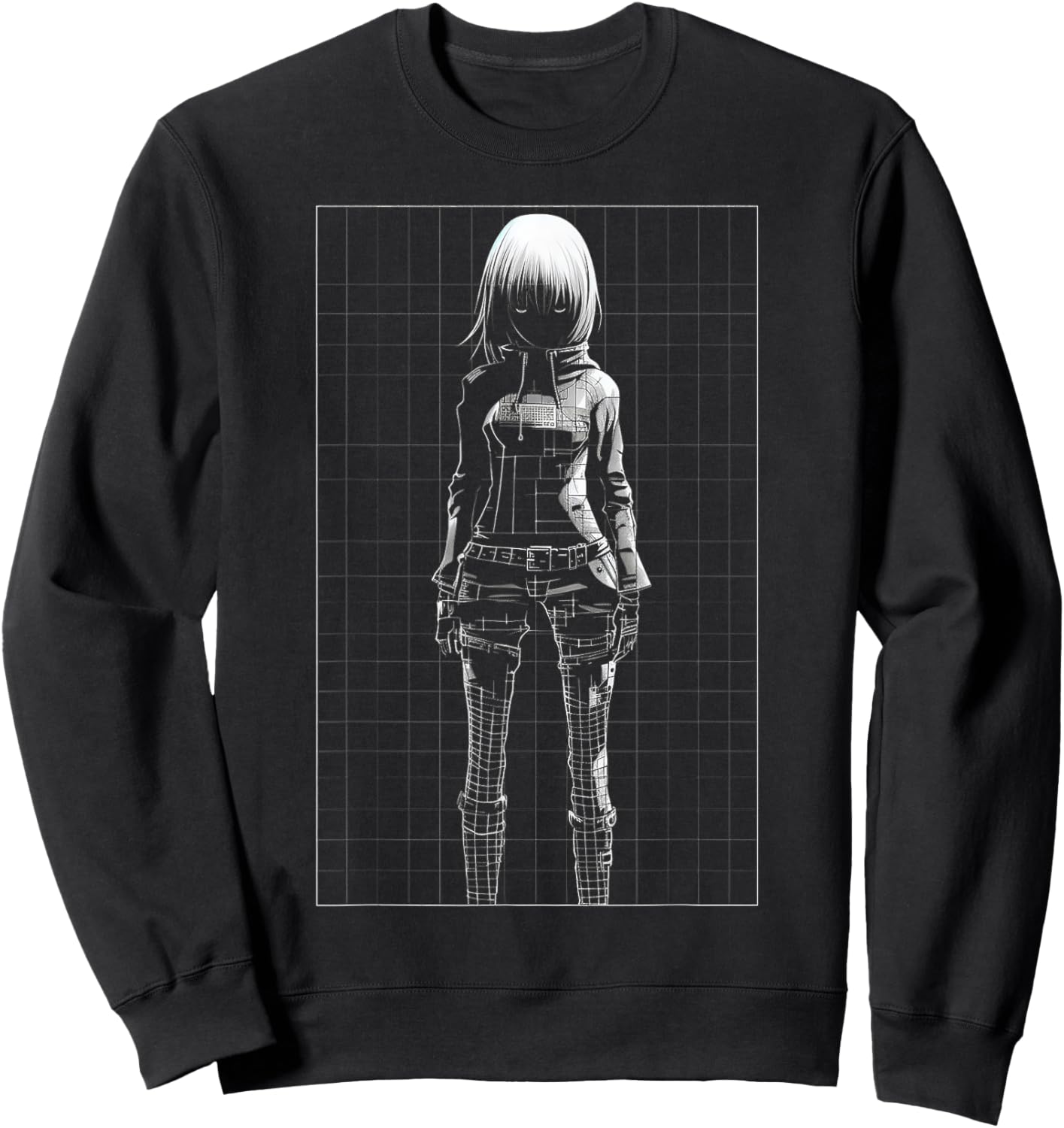 Anime Girl Character Art Anime Sweatshirt - Sweatshirt | Black