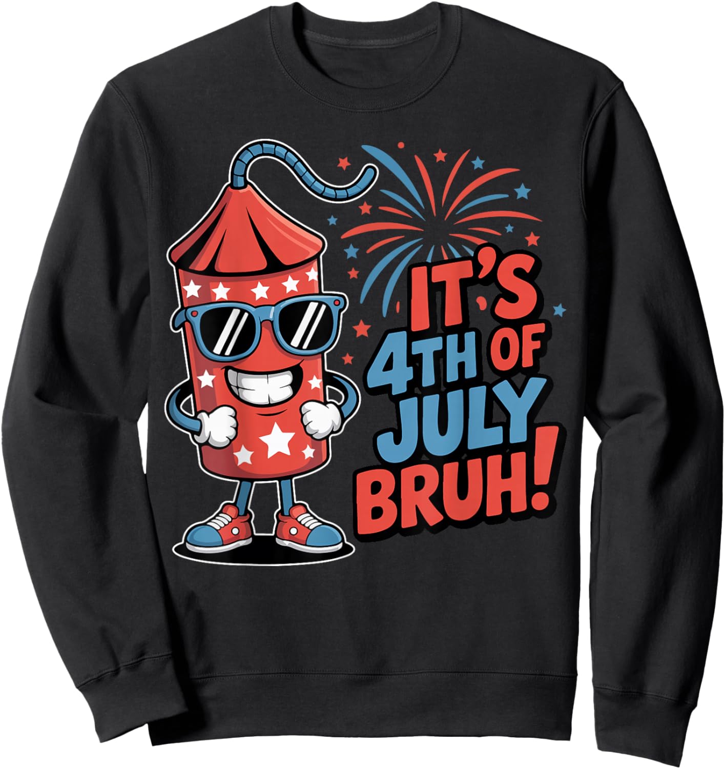 4th of July Bruh Boys Kids Funny Firecracker Fourth of July Sweatshirt - Sweatshirt | Black