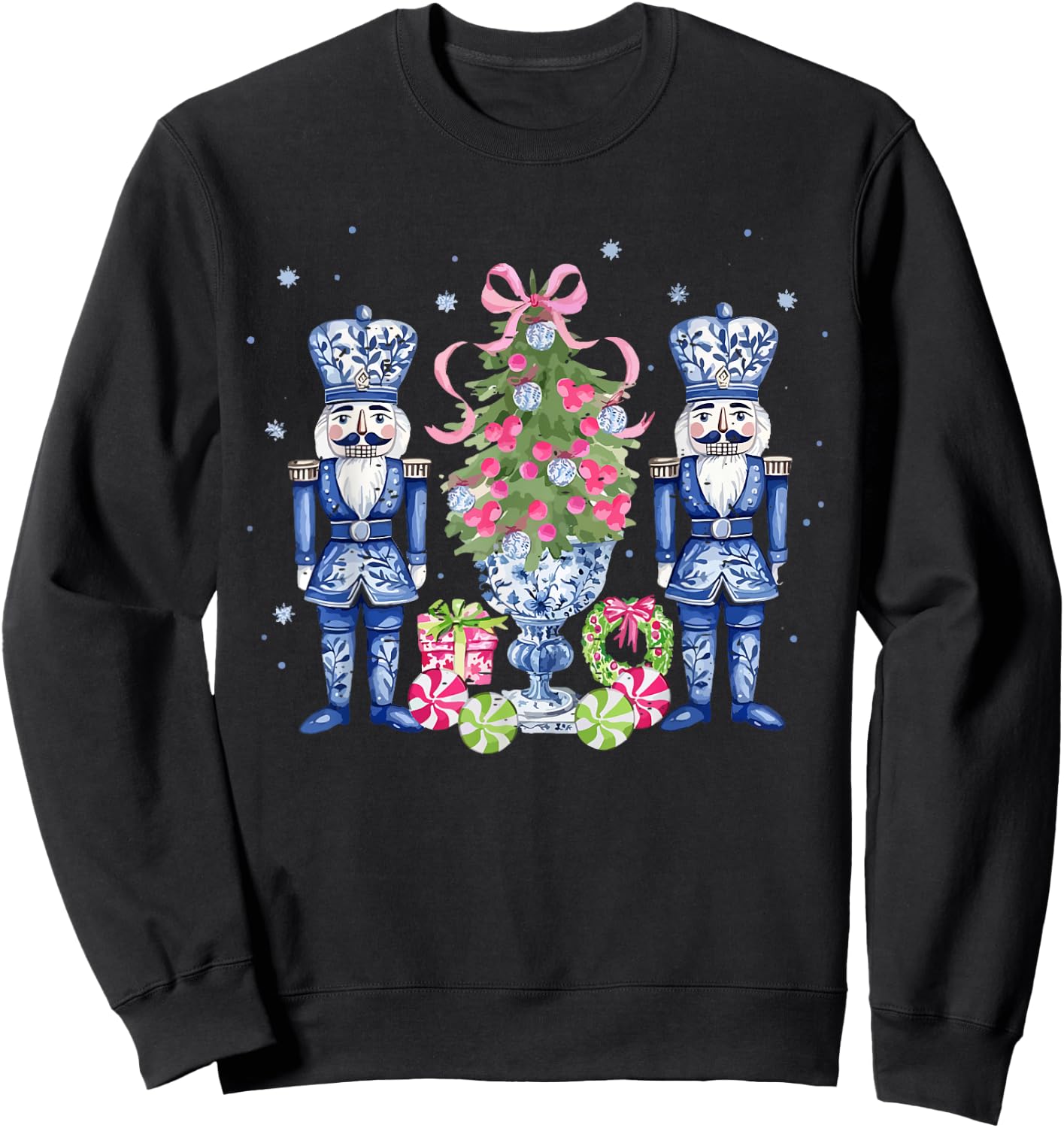 Funny Chinoiserie Nutcracker Christmas Holiday Cute Xmas Sweatshirt - Sweatshirt | Black
