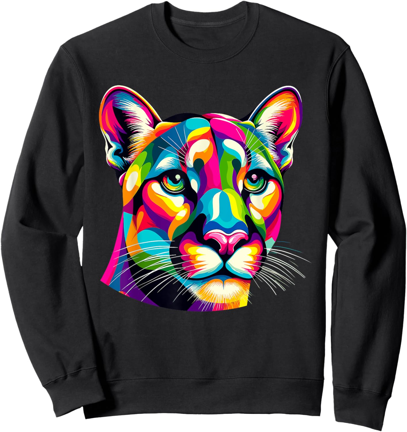 Colorful Pop Art Cougars Cougar Mountain Lion Puma Sweatshirt - Sweatshirt | Black