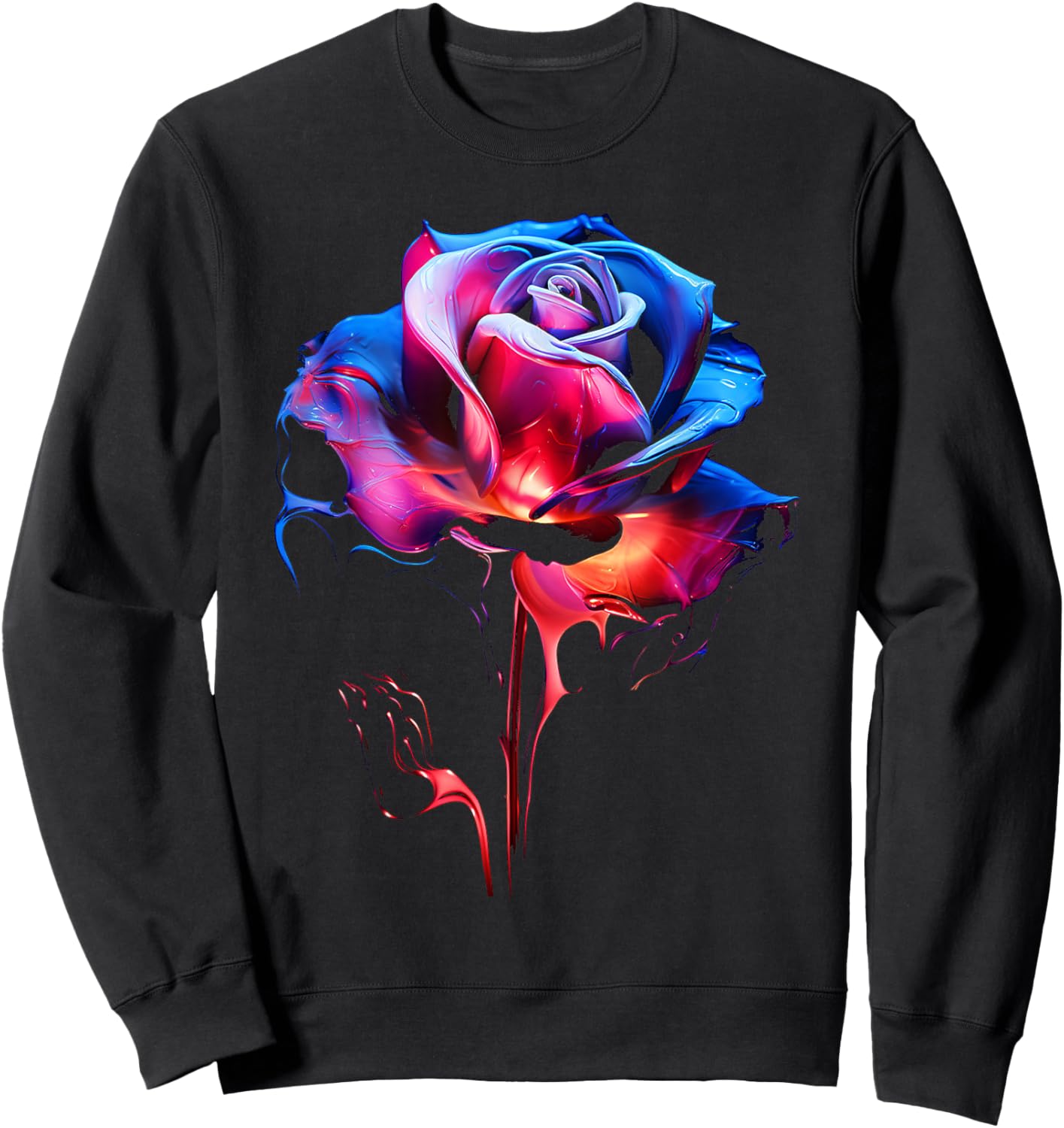 Rose Lover Artwork Graphic Flower Art Rose Sweatshirt - Sweatshirt | Black