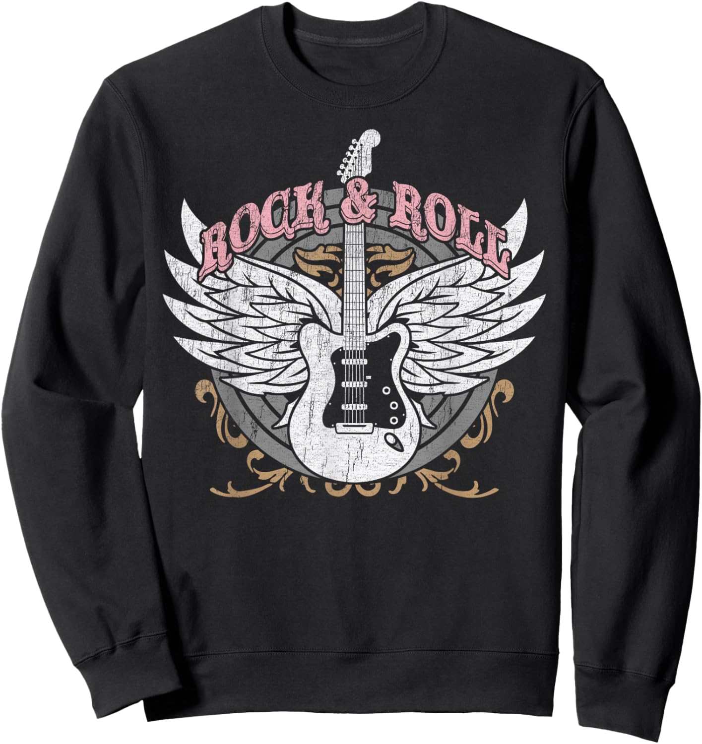 Rock and Roll Guitar Vintage ROCK Women Music Sweatshirt - Sweatshirt | Black