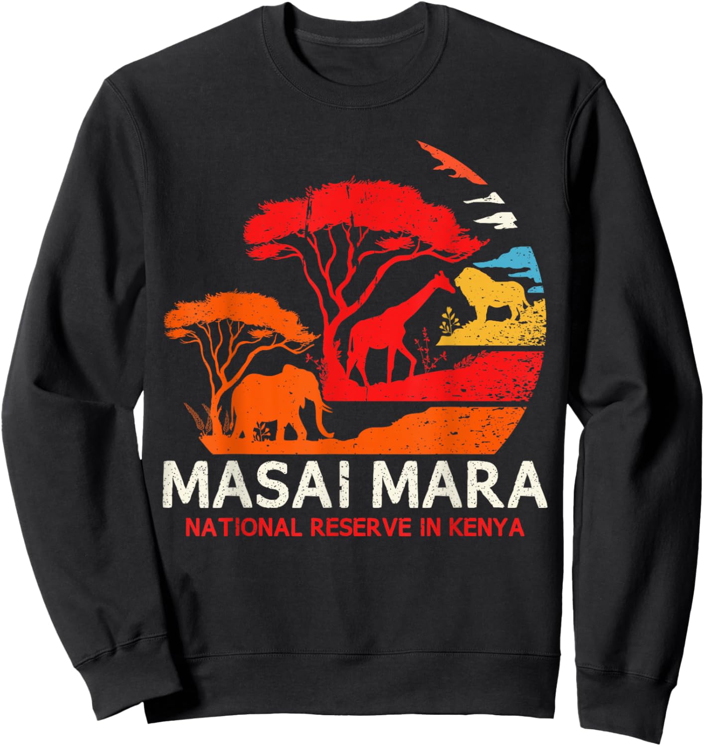 Maasai Mara Africa Safari Animals Kenya Serengeti Travel Sweatshirt - Sweatshirt | Black