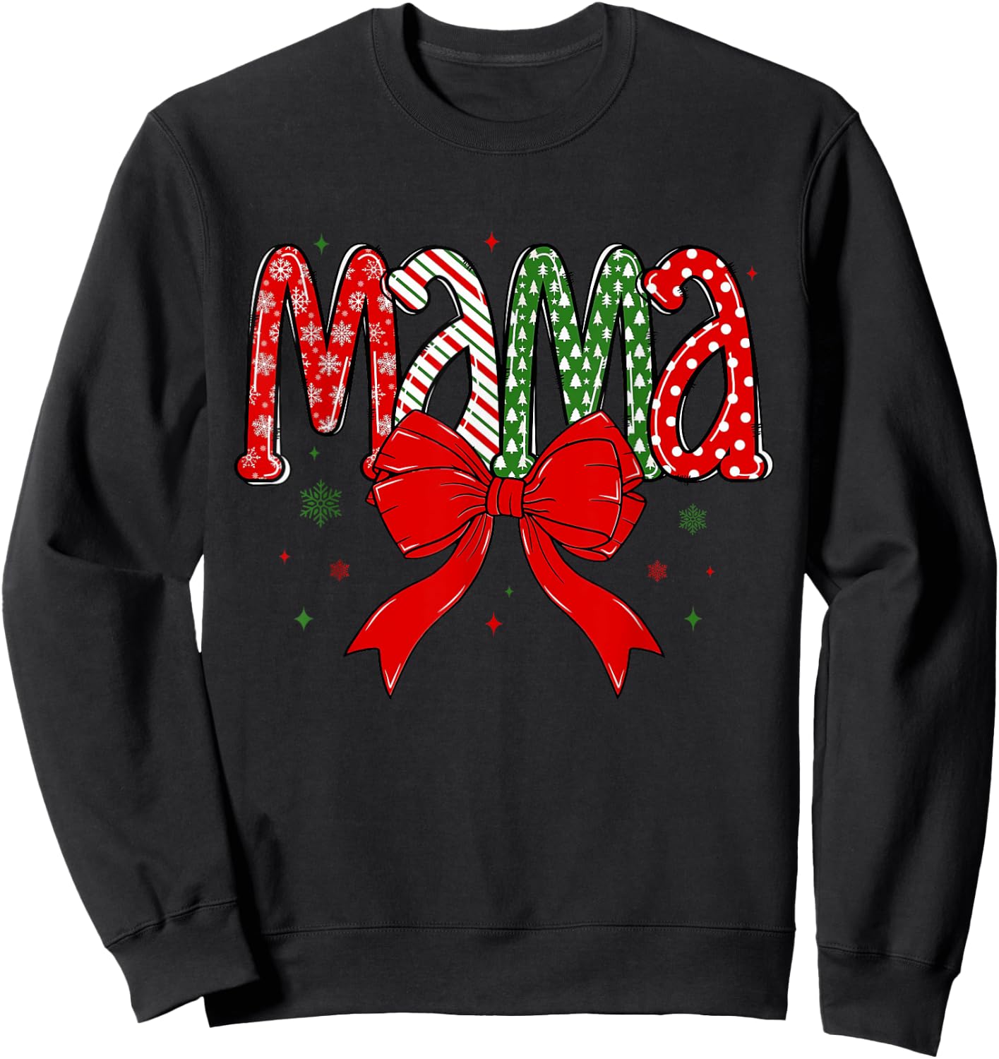 Christmas Mama Coquette Mama Claus Varsity Xmas Checkered Sweatshirt - Sweatshirt | Black