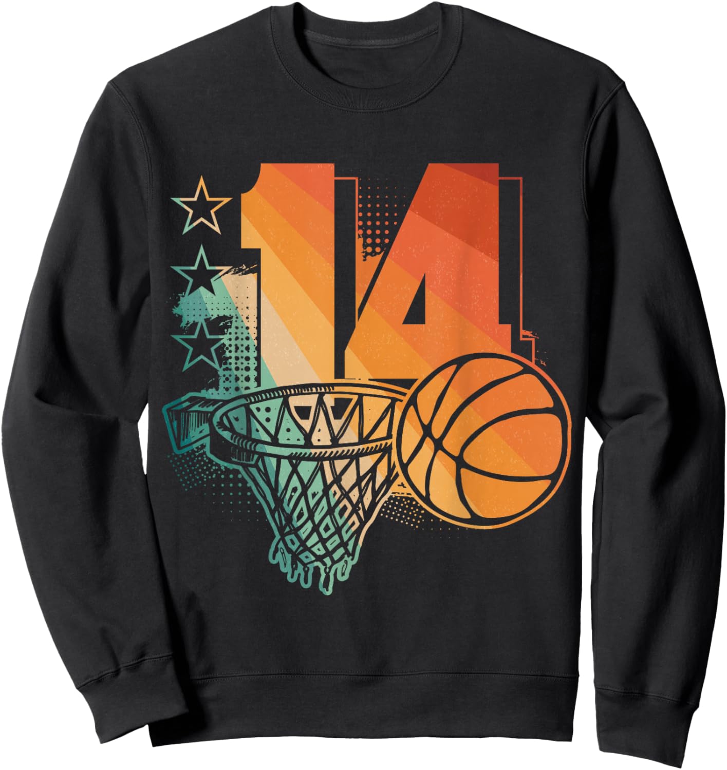 14th Birthday Boy Basketball Player Basketball 14 Years Old Sweatshirt - Sweatshirt | Black