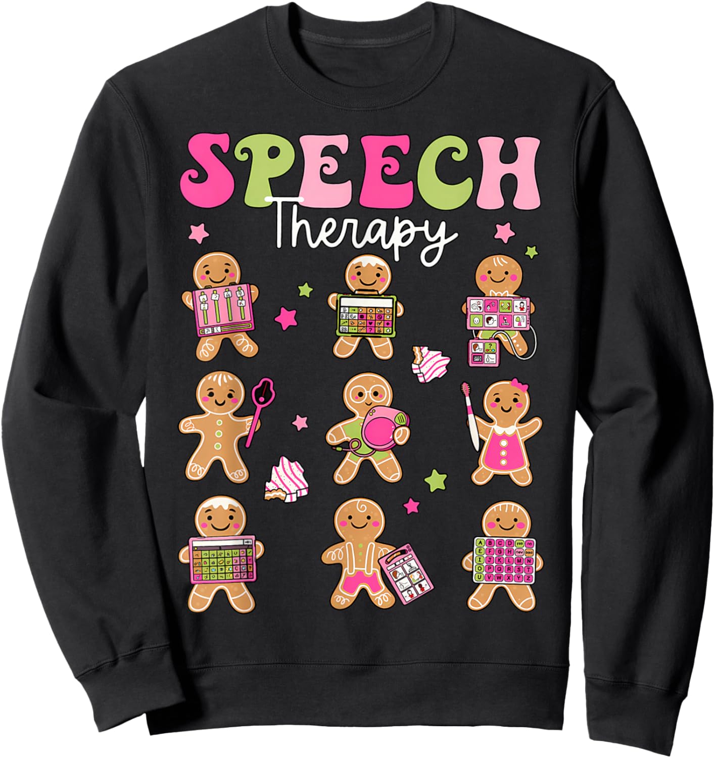 Speech Therapy Christmas SLP Therapy Cookies Gingerbread Sweatshirt - Sweatshirt | Black