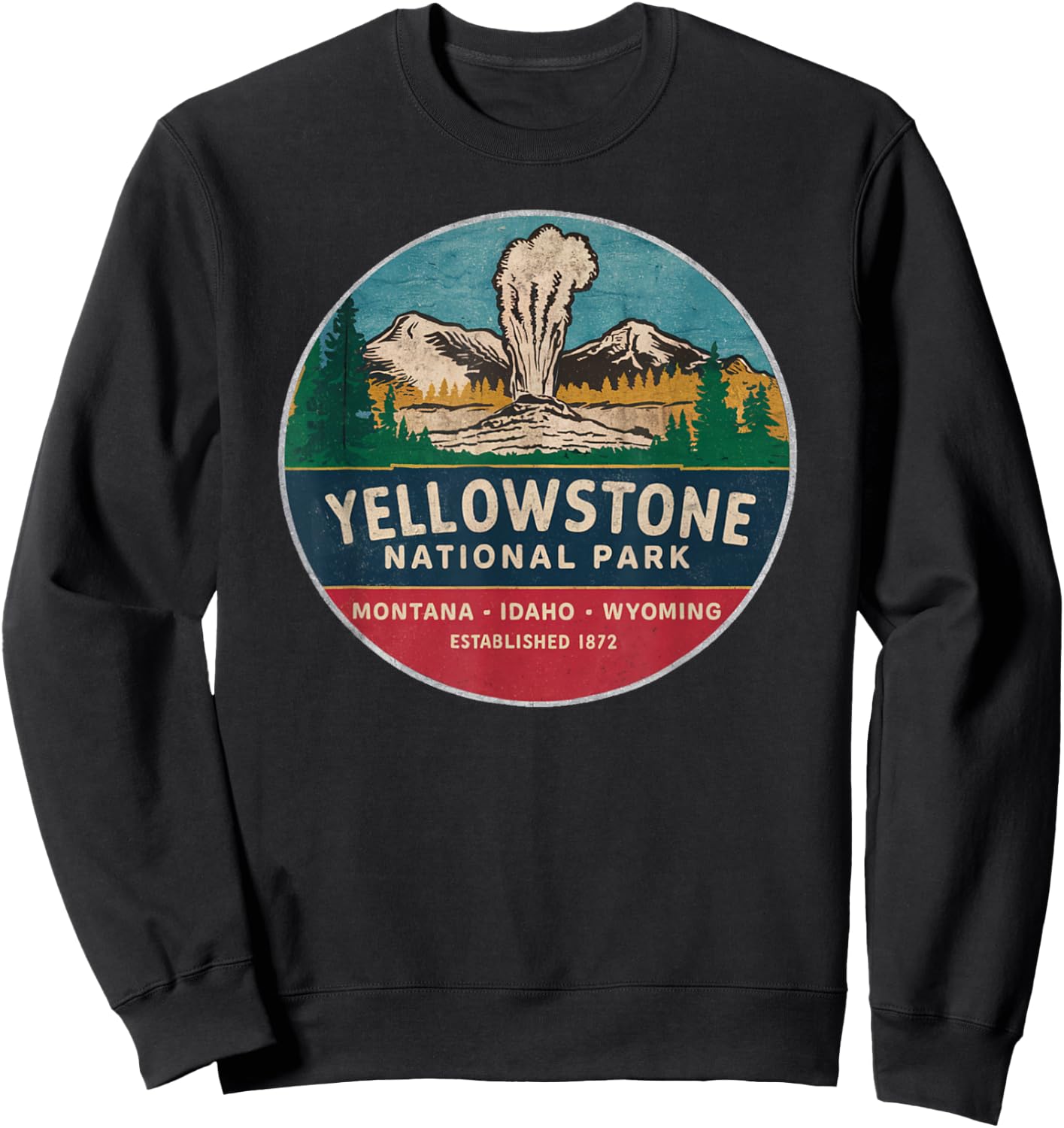Yellowstone national park Mountain 80s Outdoor Souvenir Sweatshirt - Sweatshirt | Black