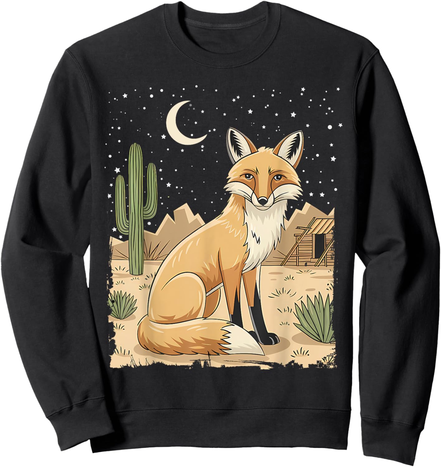 Coyote Desert Nature Scenic Wild Animal South West Cactus Sweatshirt - Sweatshirt | Black