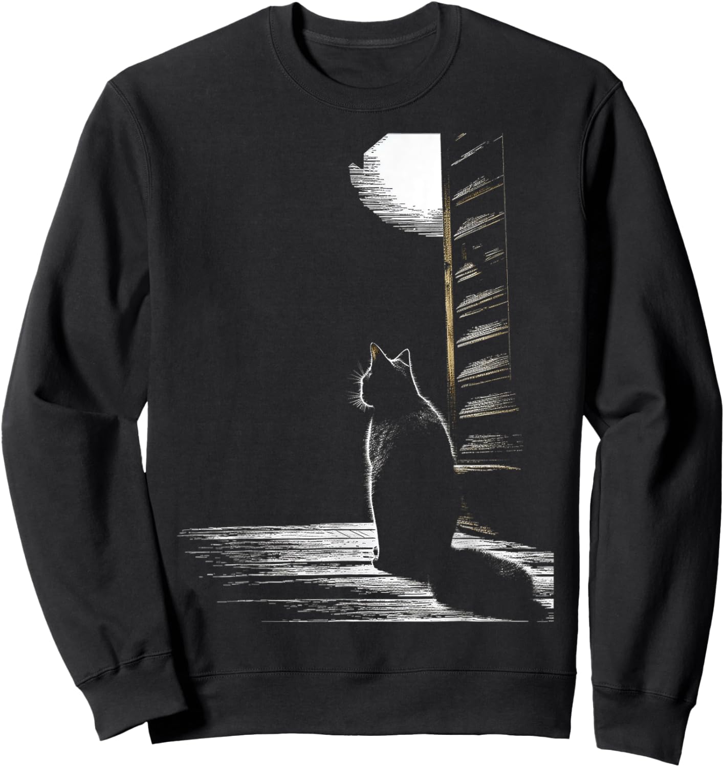 Cat Graphic Pet Illustration Cat Sweatshirt - Sweatshirt | Black