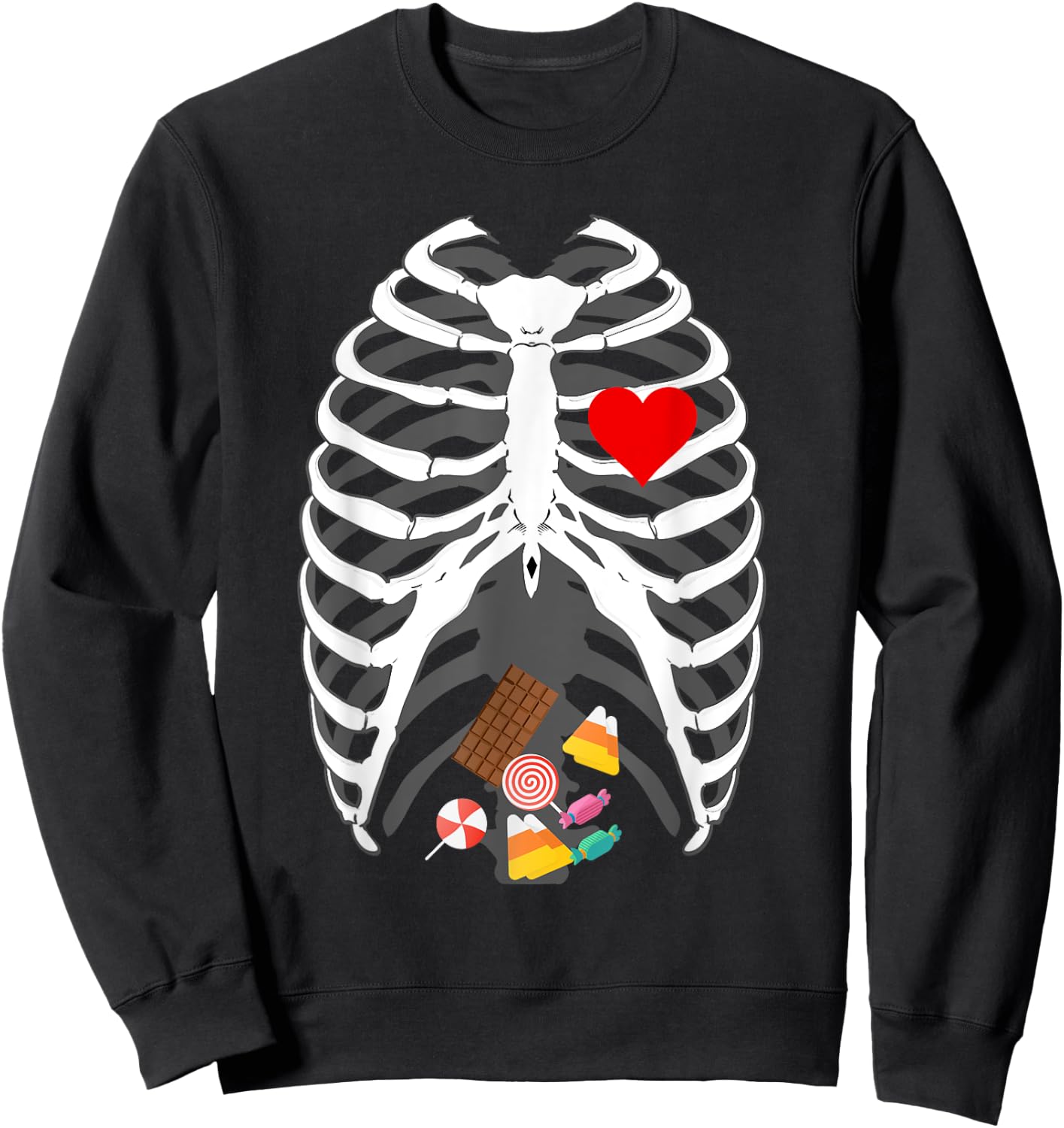 Halloween skeleton X-Ray Candy Belly funny Halloween costume Sweatshirt - Sweatshirt | Black