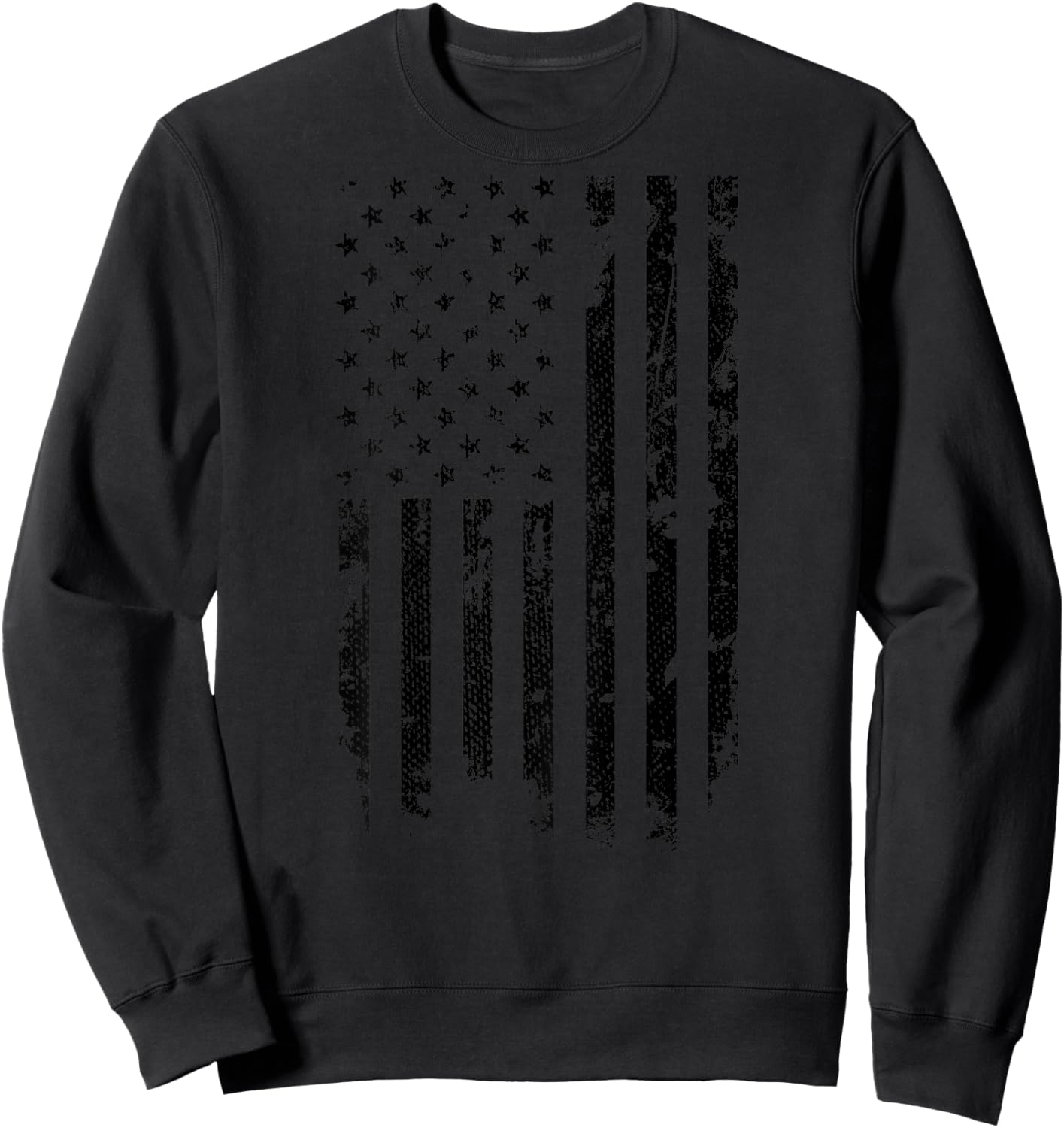 Vintage Distressed American Flag Sweatshirt - Sweatshirt | Black