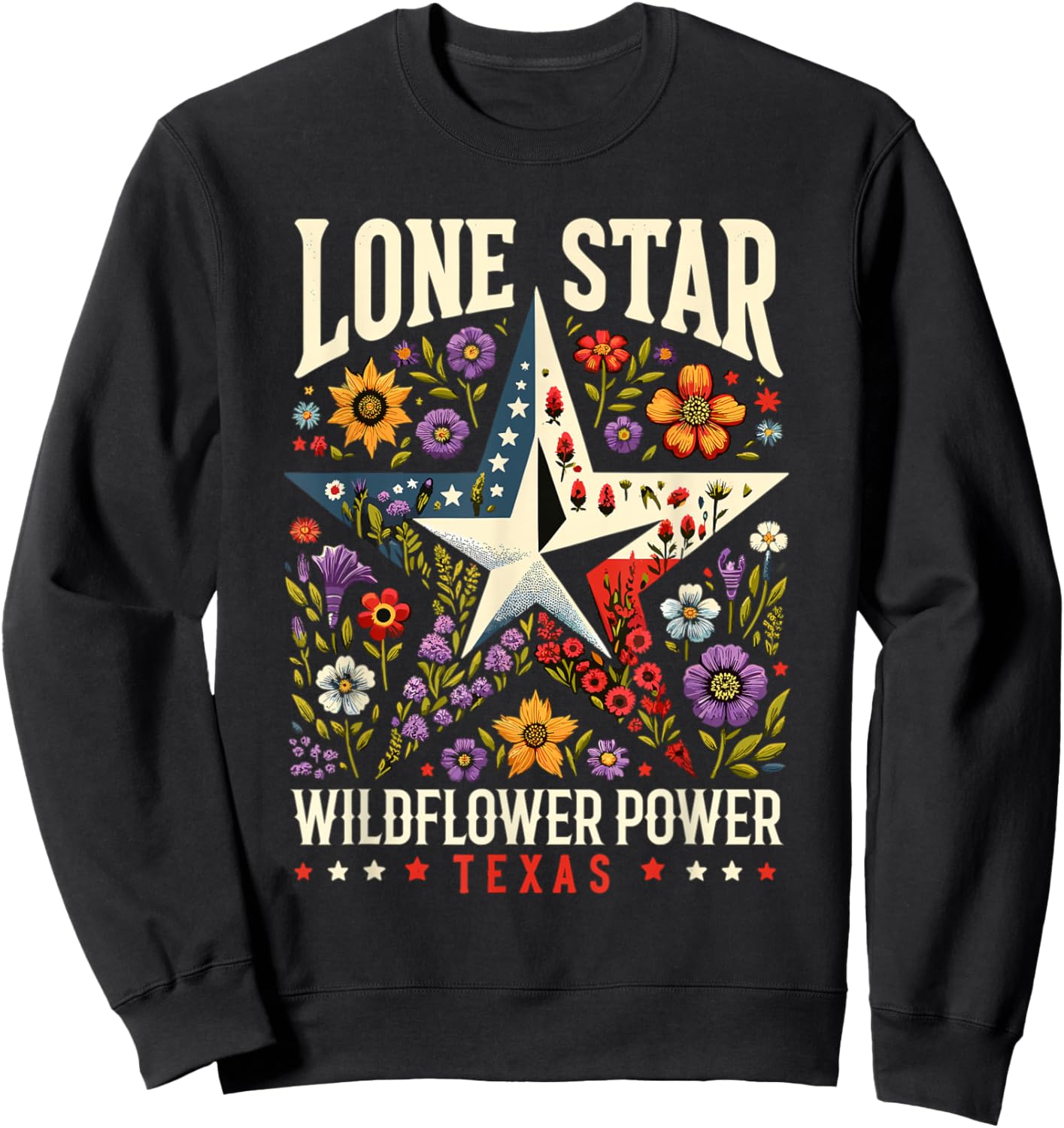 Texas Wildflowers Floral Texas Spring Lesser Sunflower Sweatshirt - Sweatshirt | Black