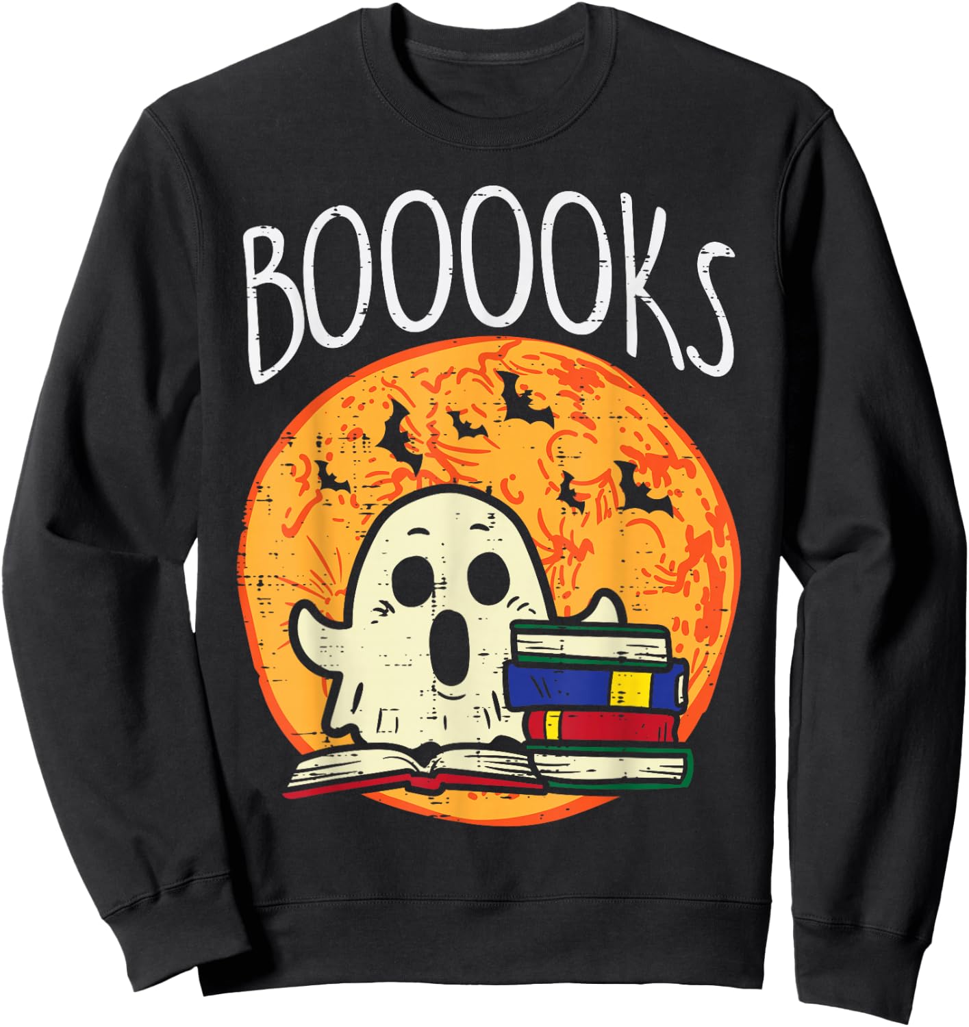 Books Ghost Boooks Halloween Reading Librarian Teacher Book Sweatshirt - Sweatshirt | Black