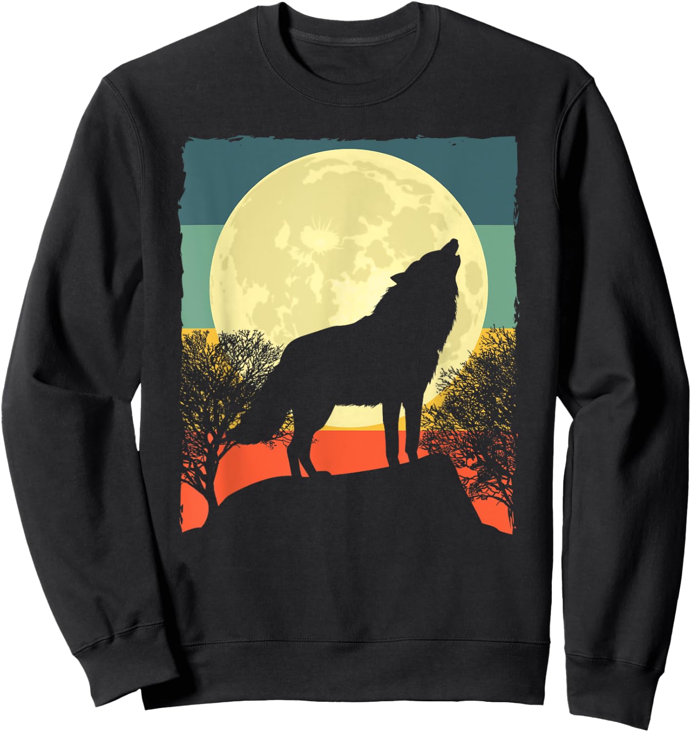 Cute Wolf Women Howling Wolf Moon Grey Wolves Animal Sweatshirt - Sweatshirt | Black