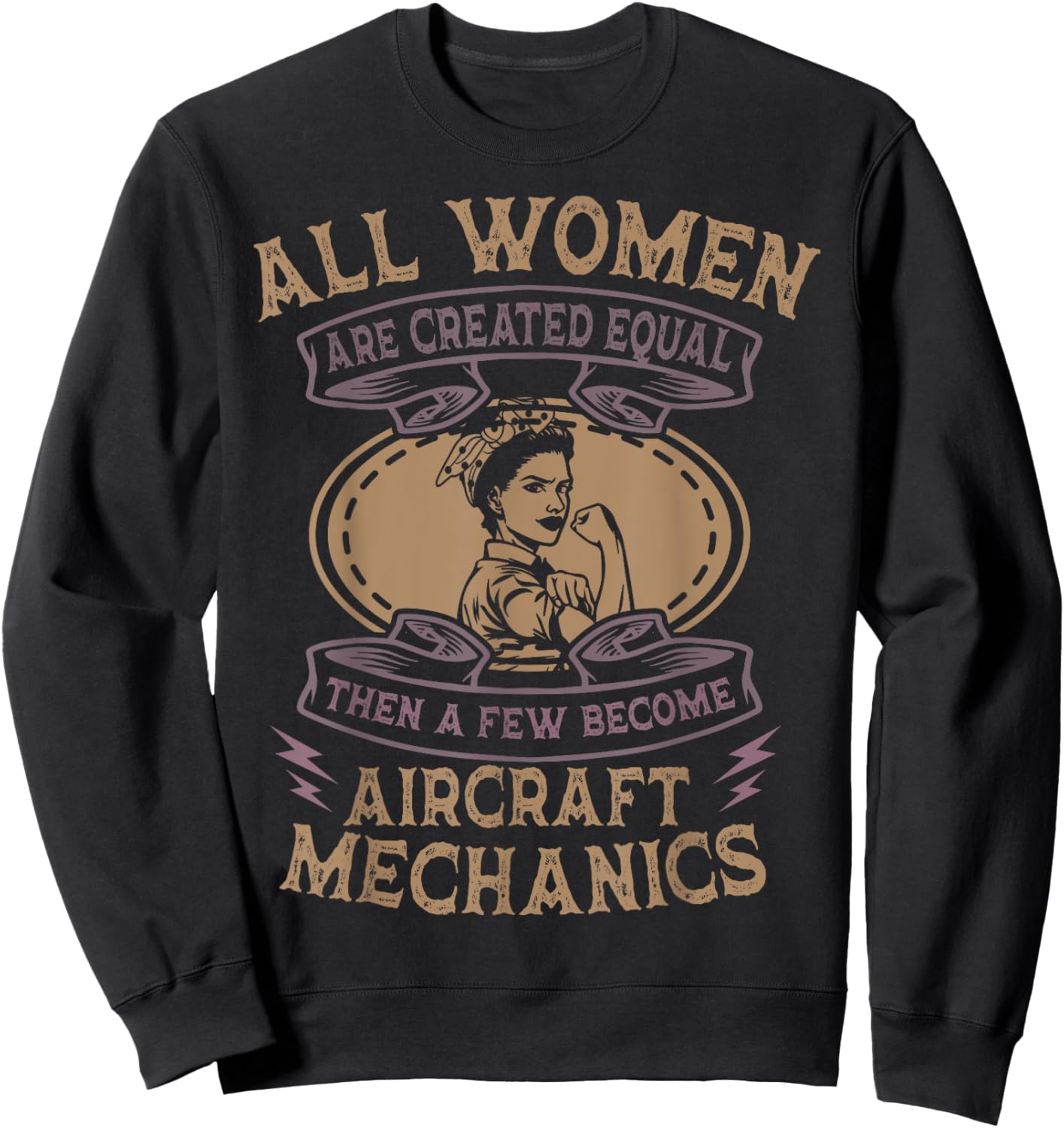 Aircraft Mechanic Airplane Aviation Maintenance Tech Woman Sweatshirt - Sweatshirt | Black