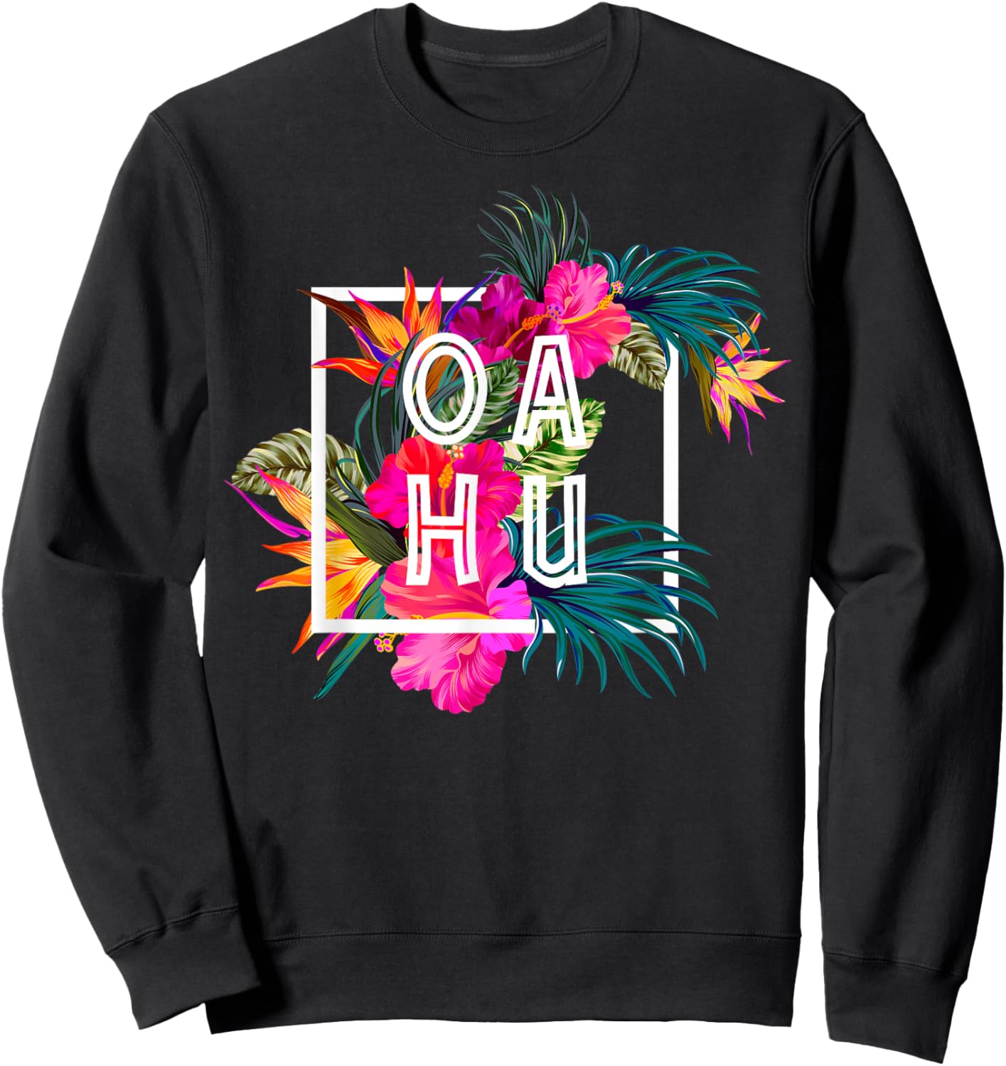 Hawaii Hibiscus Flowers Oahu Aloha State Tropic Islands Sweatshirt - Sweatshirt | Black