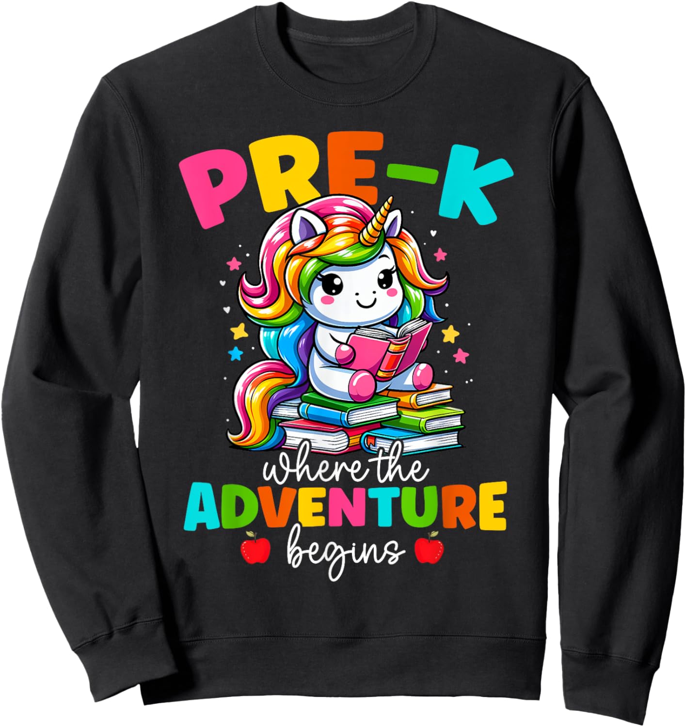 Pre-K Where The Adventure Begins Unicorn Back To School Sweatshirt - Sweatshirt | Black