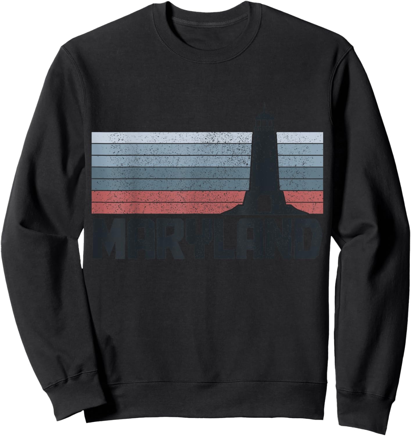 Maryland Lighthouse East Coast Pride Souvenir Vintage Sweatshirt - Sweatshirt | Black