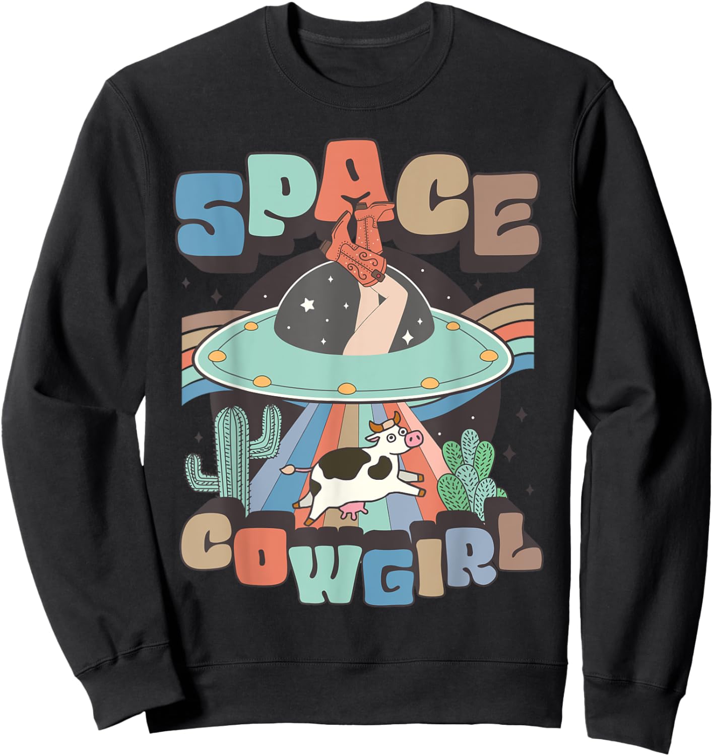 Space Cowgirls Bachelorette Party Rodeo Retro Girls Women Sweatshirt - Sweatshirt | Black