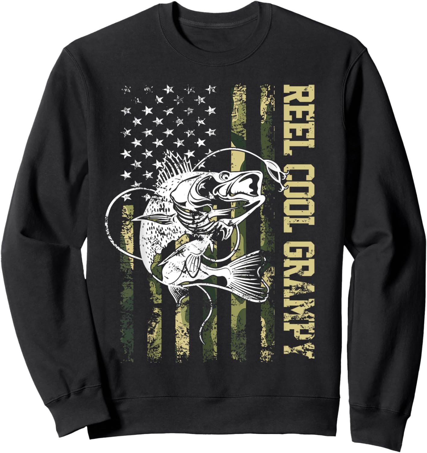 Reel Cool Grampy Bass Fishing Father's Day Sweatshirt - Sweatshirt | Black