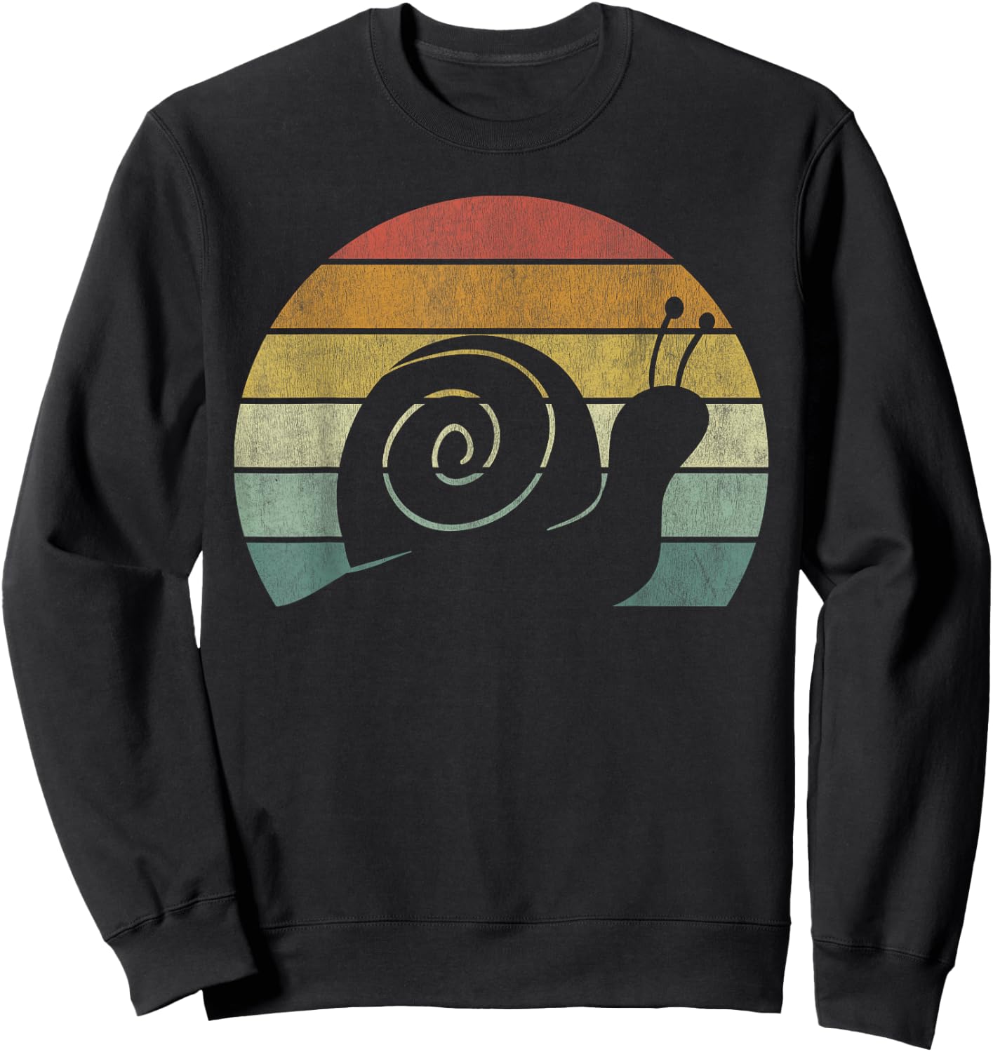 Vintage Retro Sunset Snail Design Cute Sluggish Funny Snail Sweatshirt - Sweatshirt | Black