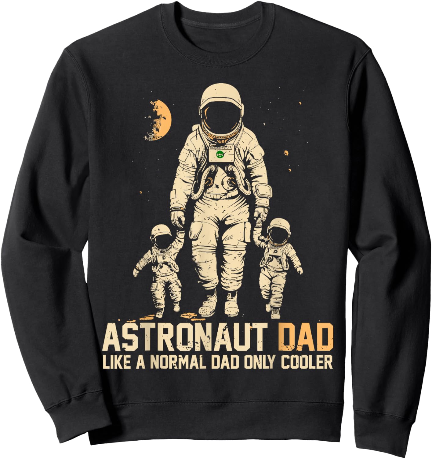 Astronaut Dad Funny Space Father Of 2 Kids Father's Day Twin Sweatshirt - Sweatshirt | Black
