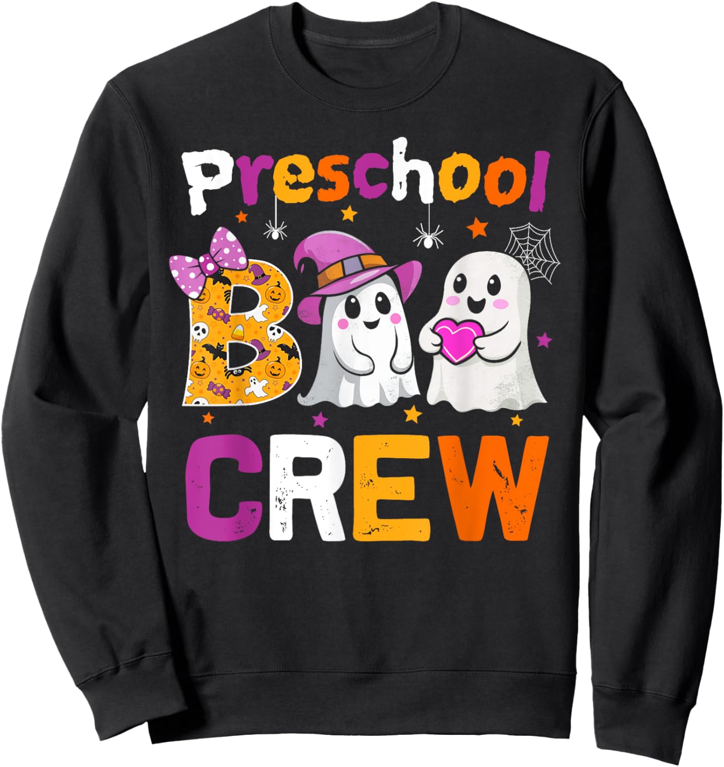 Preschool Boo Crew Funny Preschool Halloween Teacher Kids Sweatshirt - Sweatshirt | Black