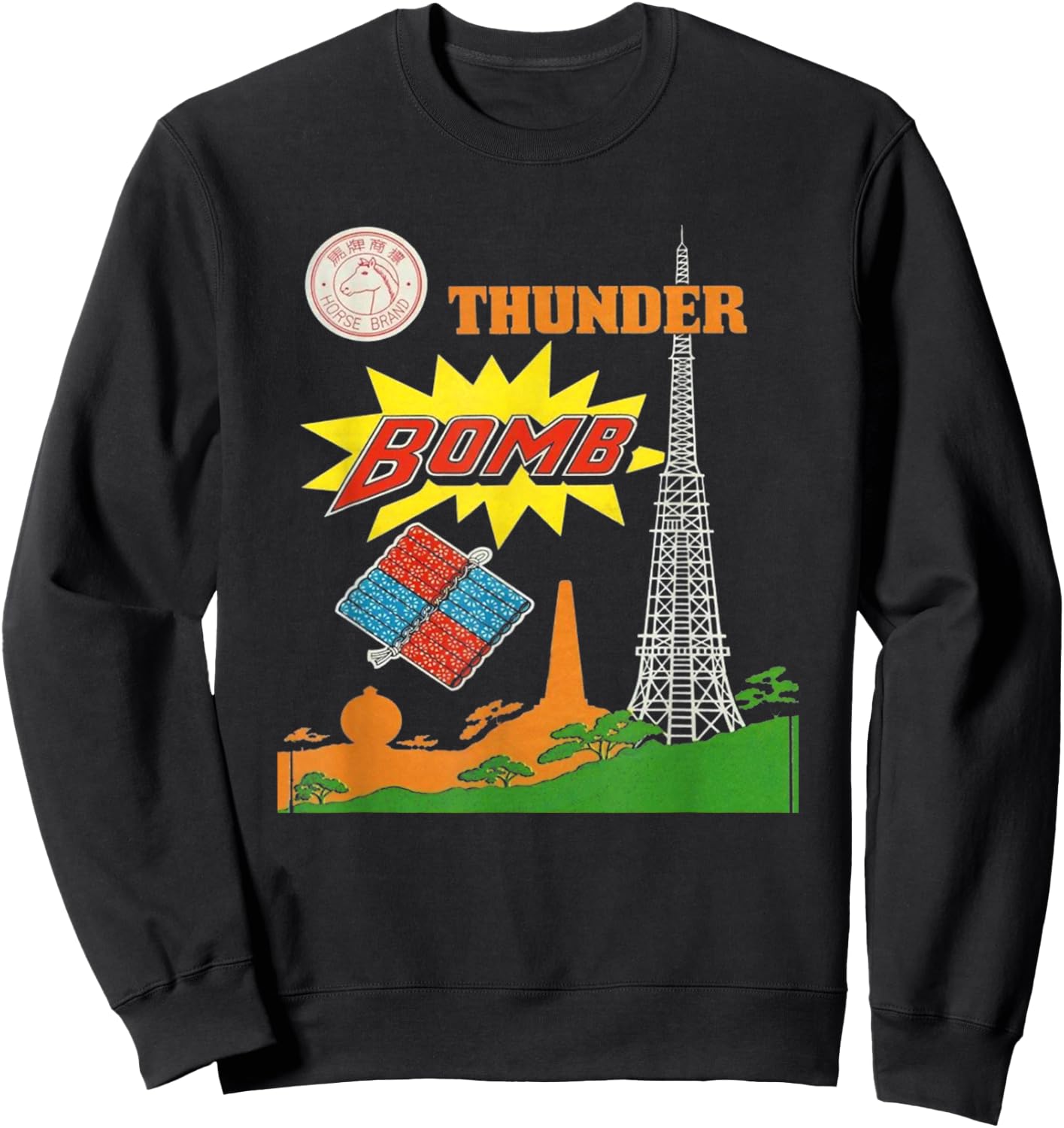 Fun Retro Style Vintage Firework Sweatshirt - Sweatshirt | Black