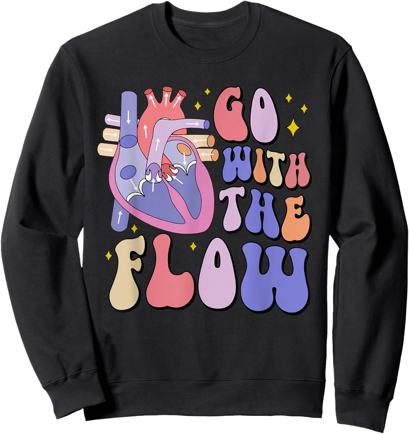 CVICU Cardiac Nurse Anatomy Cardiology Human Heart Flow Sweatshirt - Sweatshirt | Black