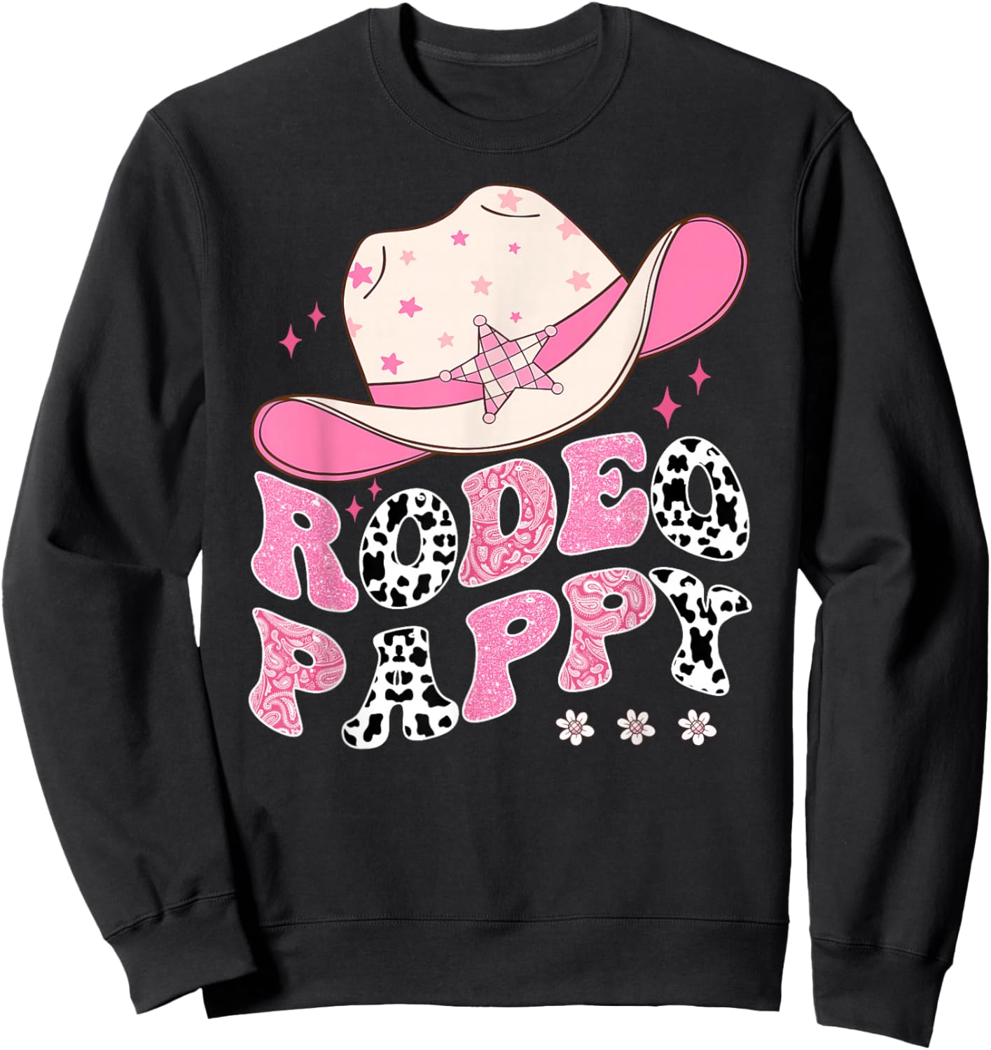 Rodeo Pappy Pink CowGirl 1St Birthday Family Matching Sweatshirt - Sweatshirt | Black
