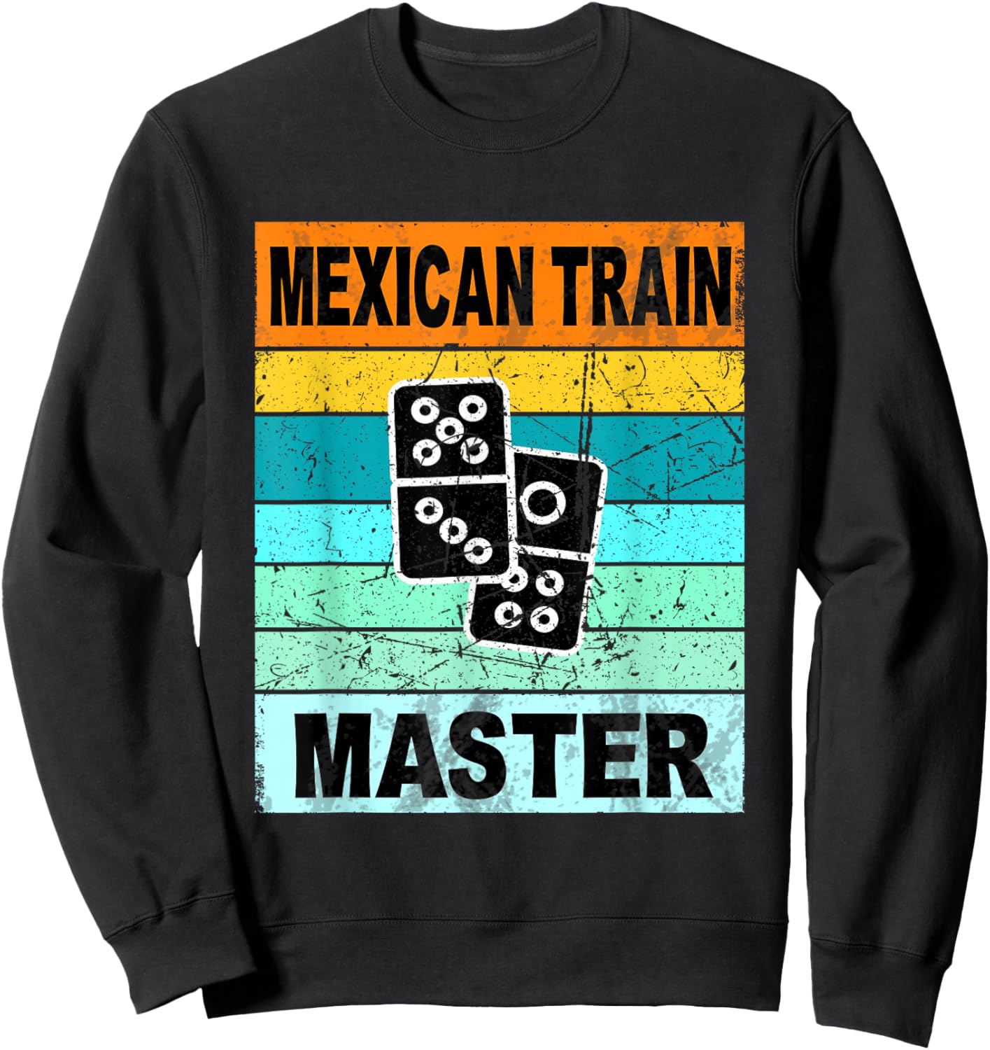 Retro Mexican Train Master Shirt Funny Dominoes Shirts Men , Small, Black Sweatshirt - Sweatshirt | Black