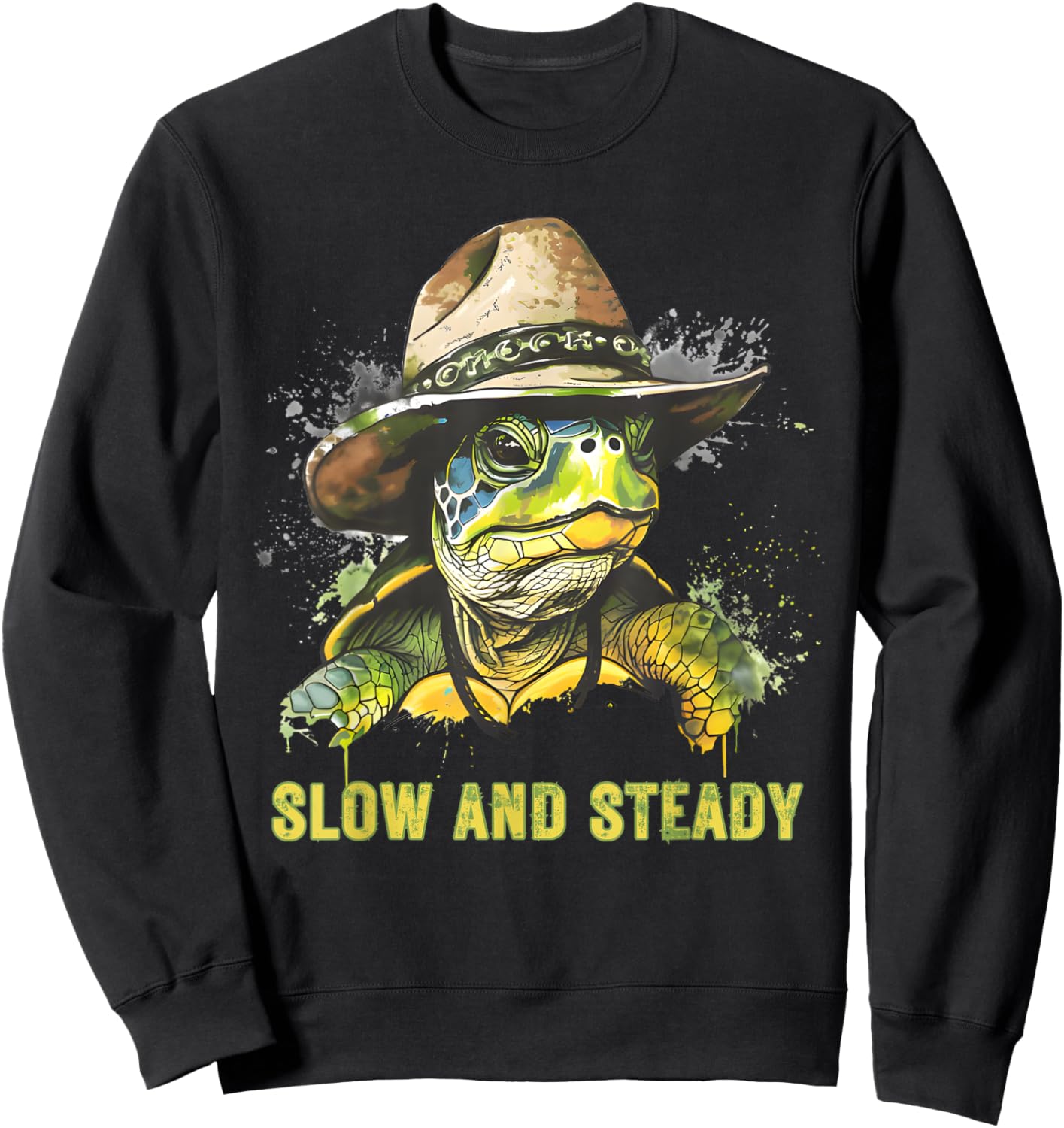 Slow and Steady Turtle - Turtle Hat Sweatshirt - Sweatshirt | Black