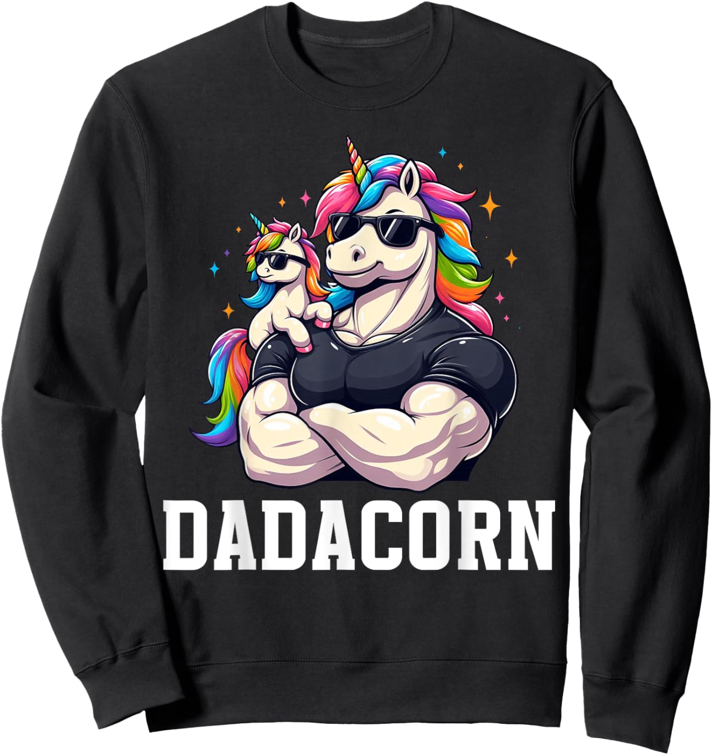 Dadacorn Unicorn Dad Papa Father's Day Daughter Sweatshirt - Sweatshirt | Black
