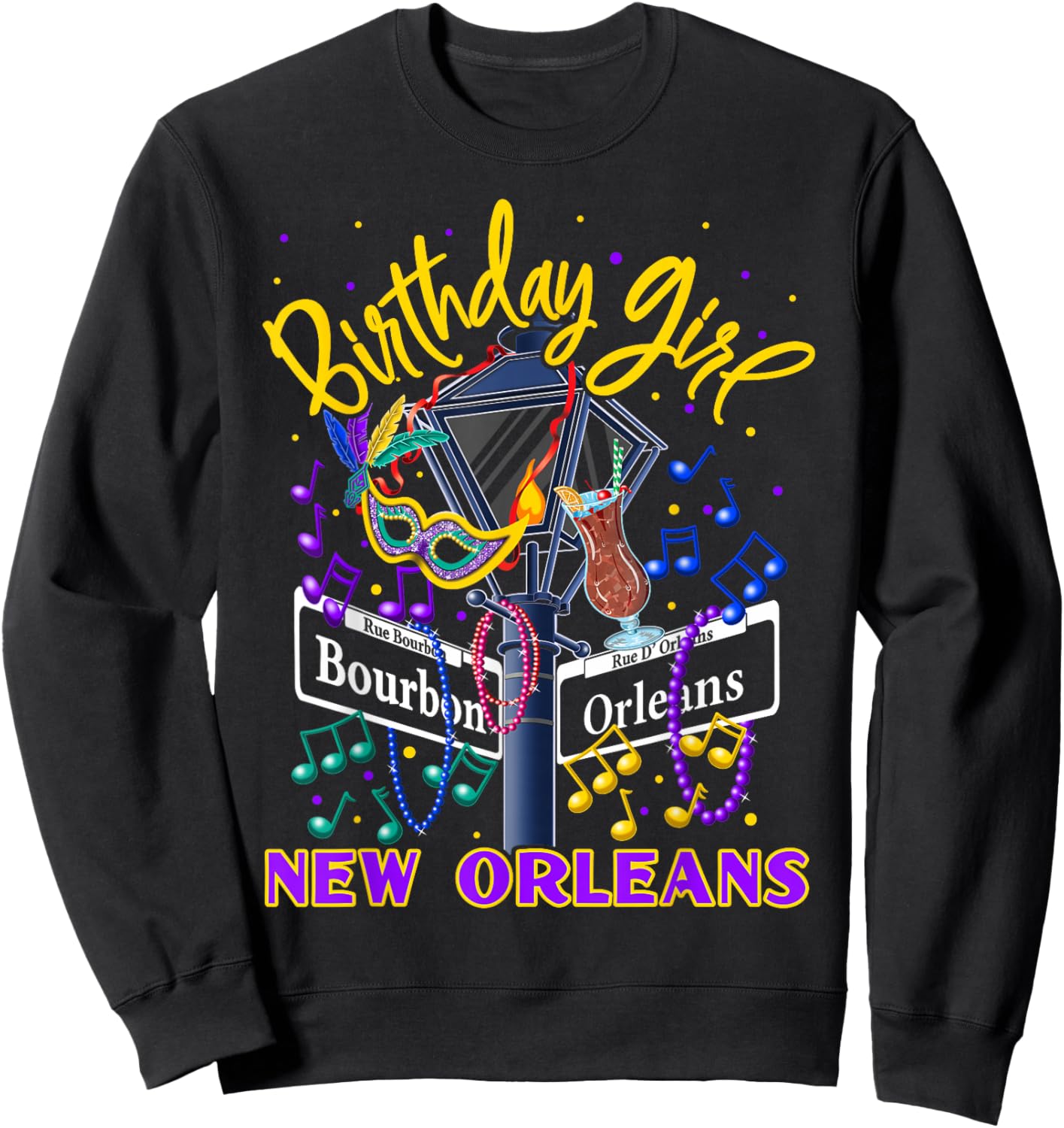 New Orleans Birthday Girl's French Quarter Birthday Trip Sweatshirt - Sweatshirt | Black