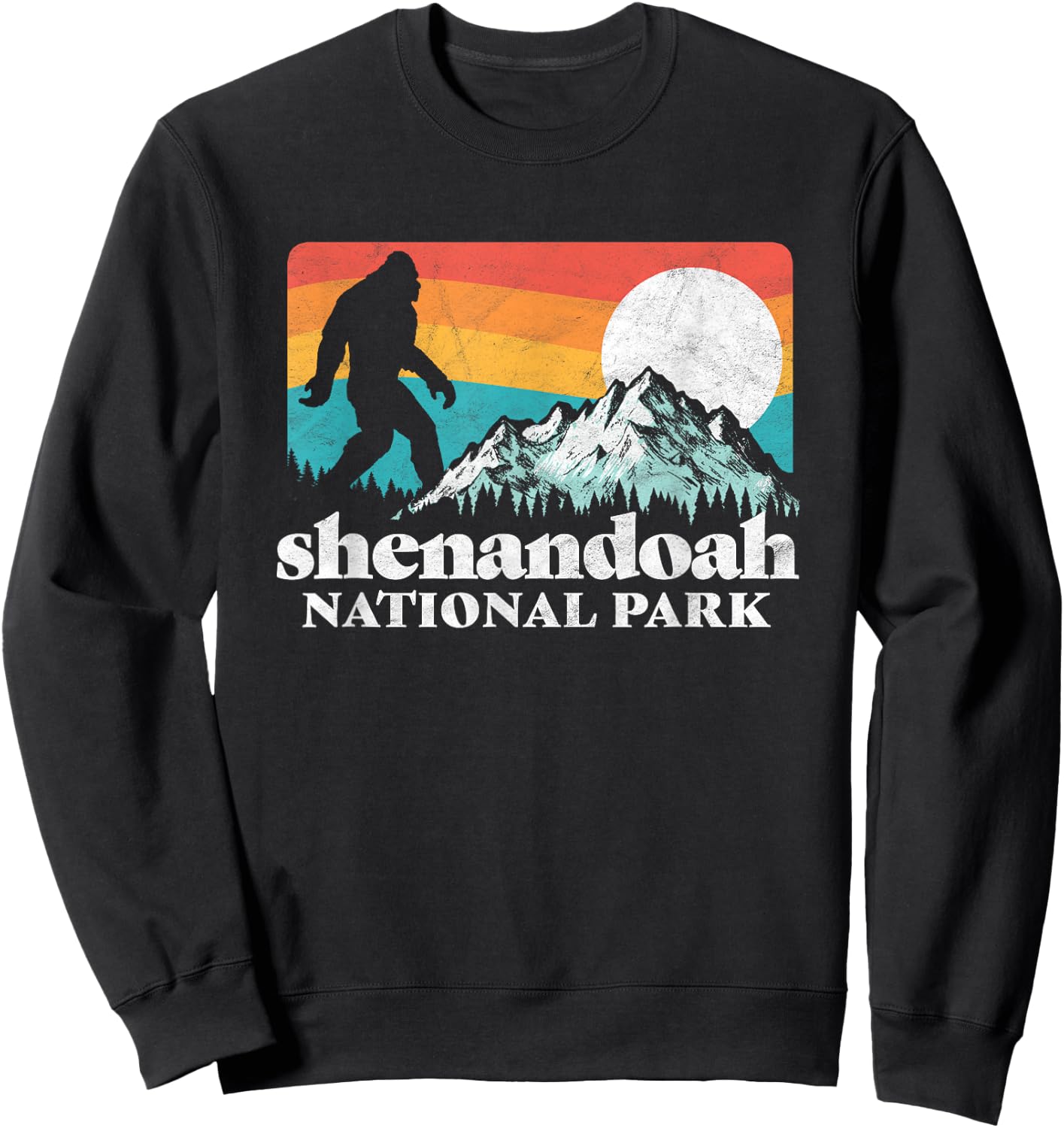 Shenandoah National Park Virginia Bigfoot Mountains Graphic Sweatshirt - Sweatshirt | Black