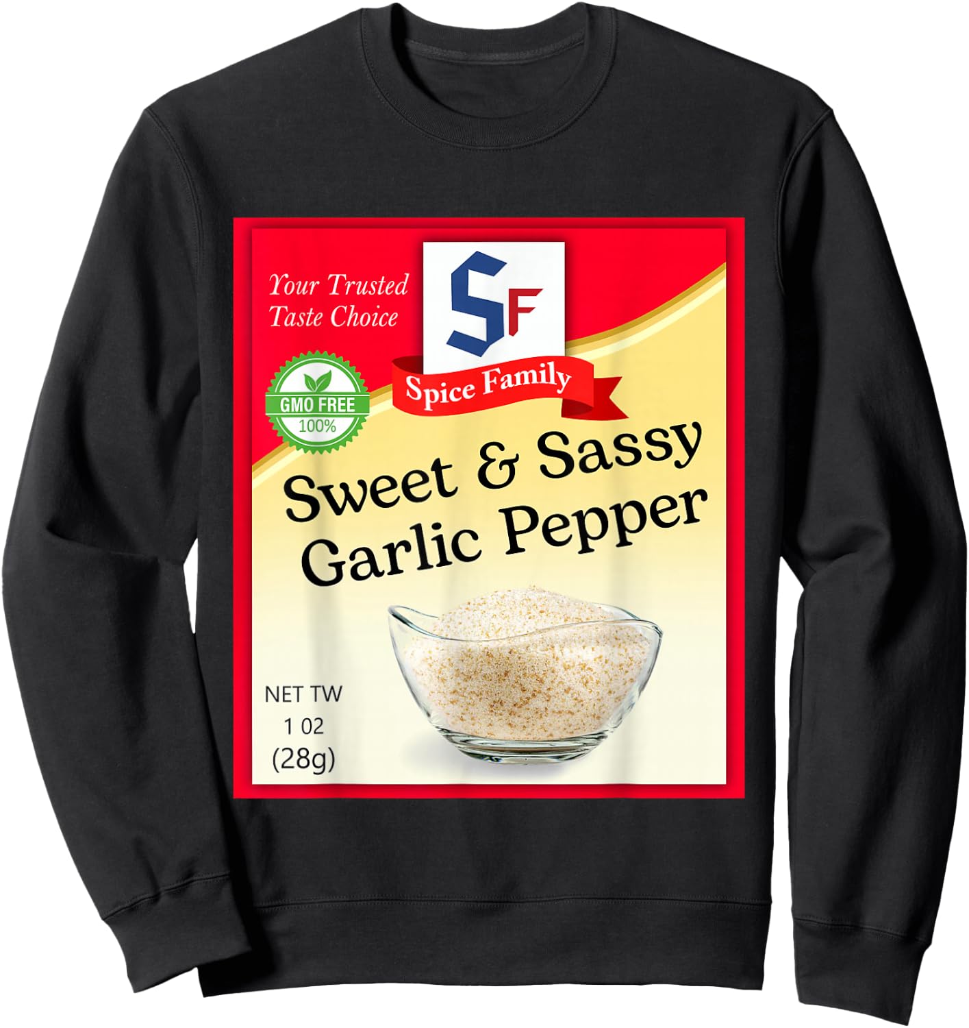 Sweet & Sassy Garlic Pepper Condiment Costume Holiday Sweatshirt - Sweatshirt | Black