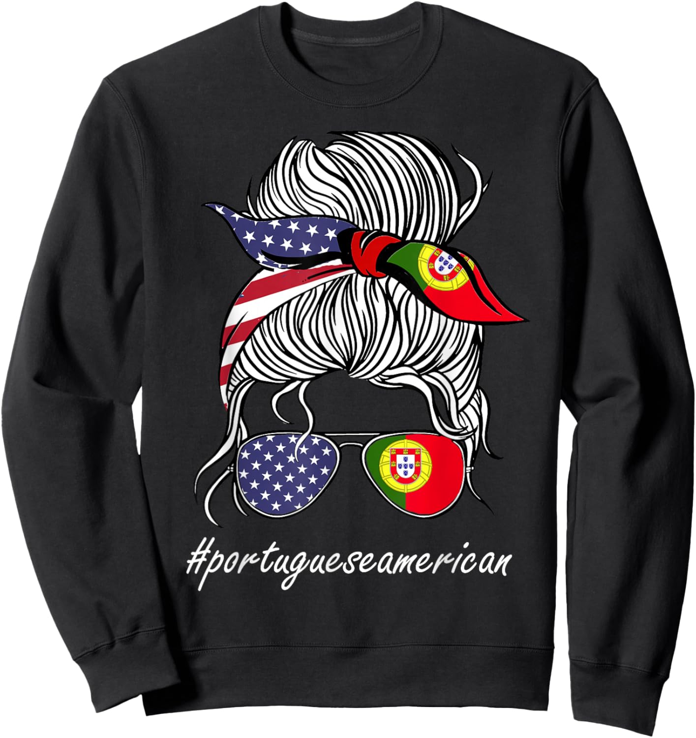 Portugal Heritage American Grown Women Girl Portugal Flag Sweatshirt - Sweatshirt | Black