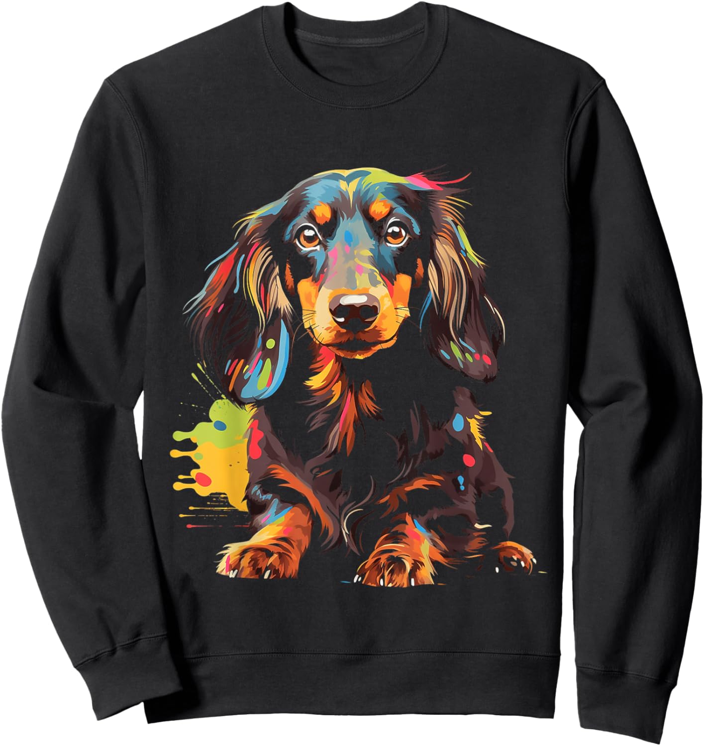 Long Hair Dachshund Puppy Best Dog Walking Pet Sweatshirt - Sweatshirt | Black