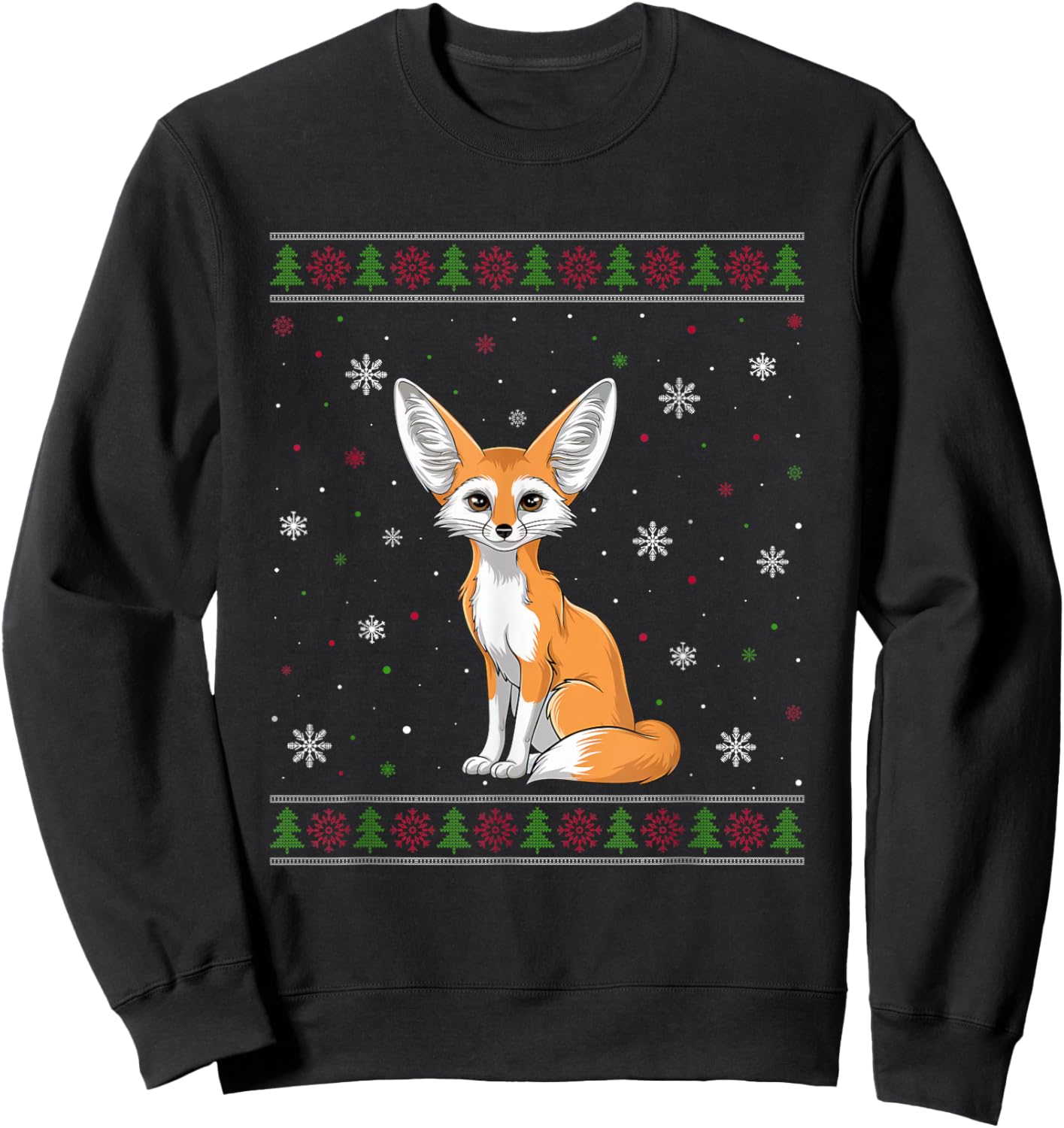 Fennec Fox Christmas Sweater Men Women Kids Xmas Funny Sweatshirt - Sweatshirt | Black
