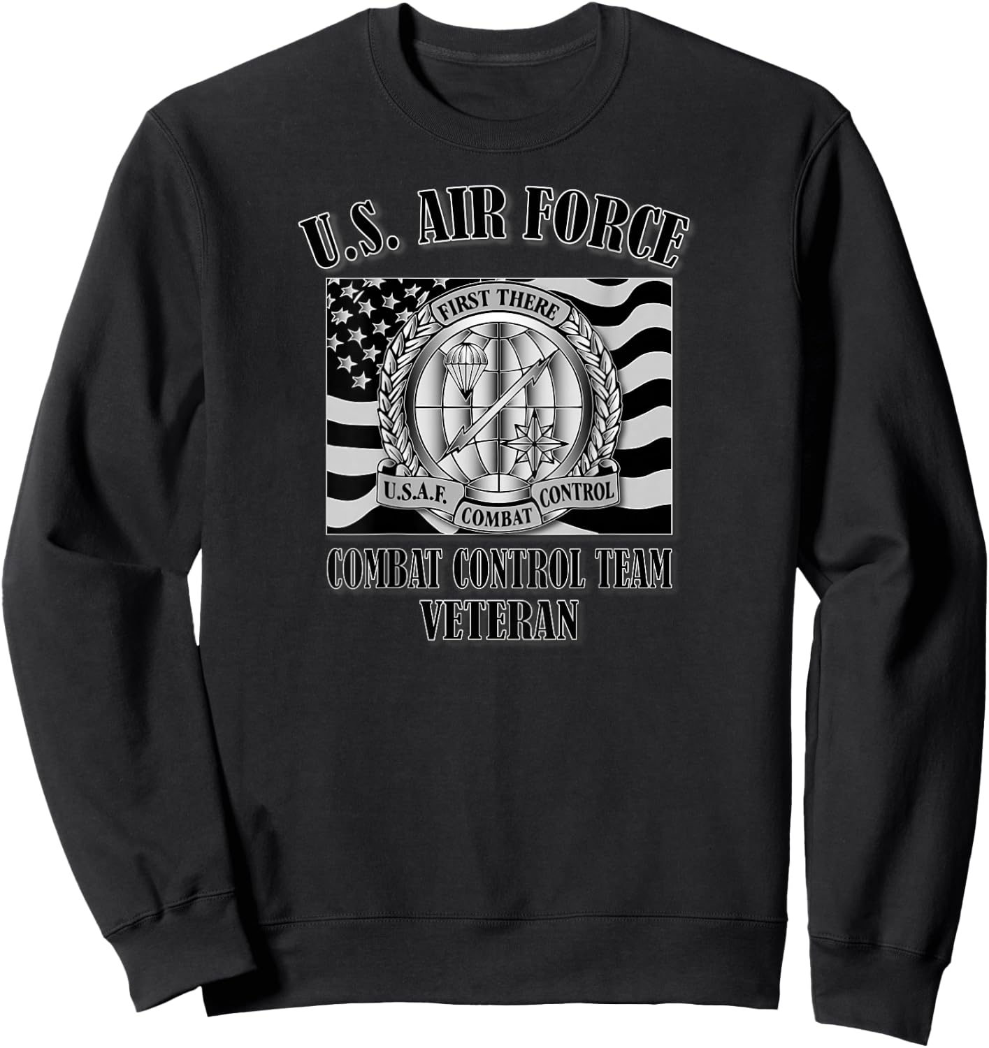 U.S. Air Force Combat Control Team Veteran (Back Design) Sweatshirt - Sweatshirt | Black