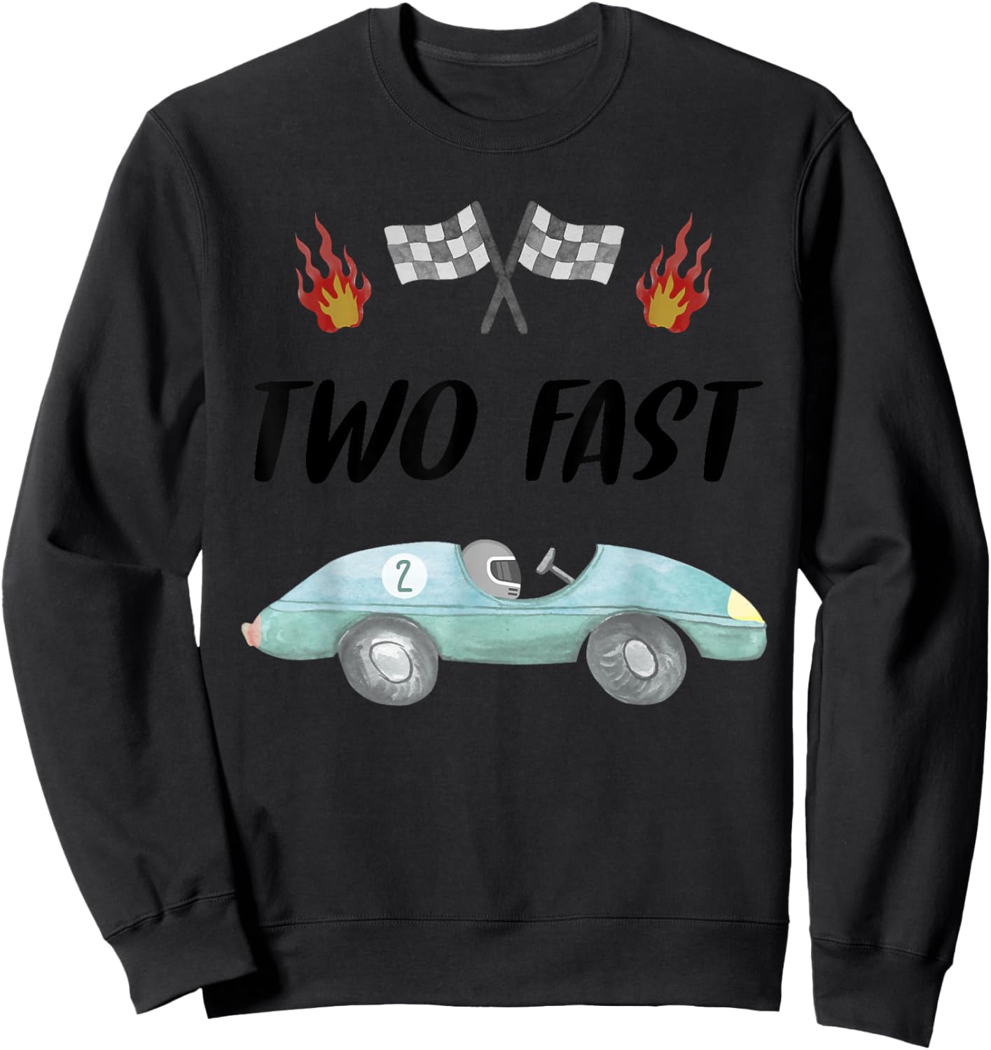 2nd Birthday Two Fast Race Car Second Bday Party Family Sweatshirt - Sweatshirt | Black