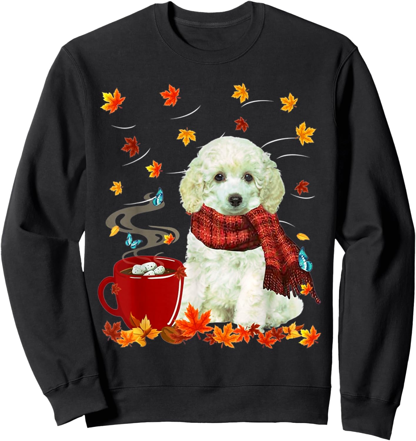 Toy Poodle - Fall - Chocolate - Hot - Funny Dog Autumn Men Women Sweatshirt - Sweatshirt | Black