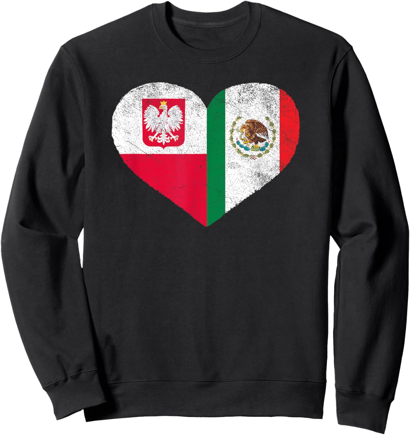 Polish Mexican Flag Heart Poland Mexico Sweatshirt - Sweatshirt | Black