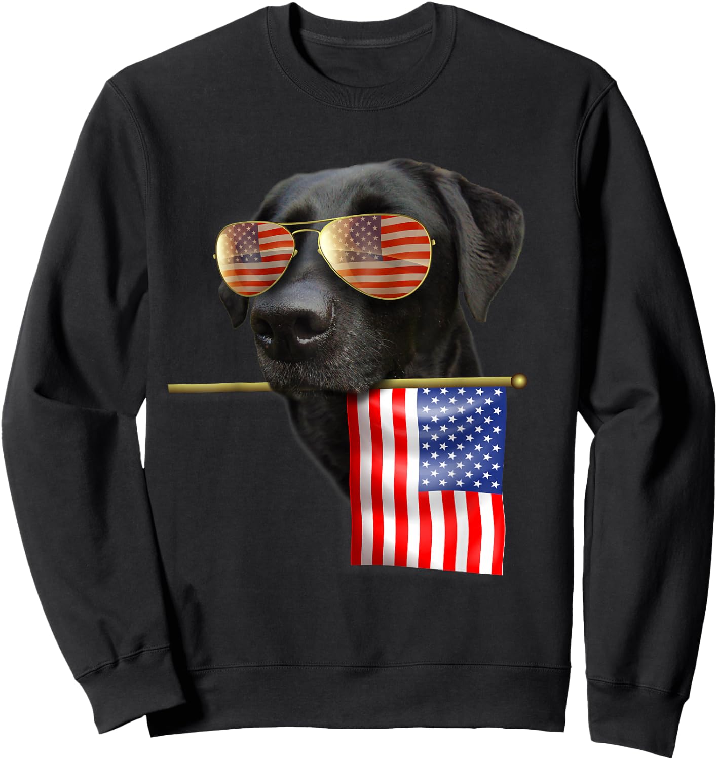 4th of July Shirt Fun American Flag Labrador Dog Lover Gift Sweatshirt - Sweatshirt | Black