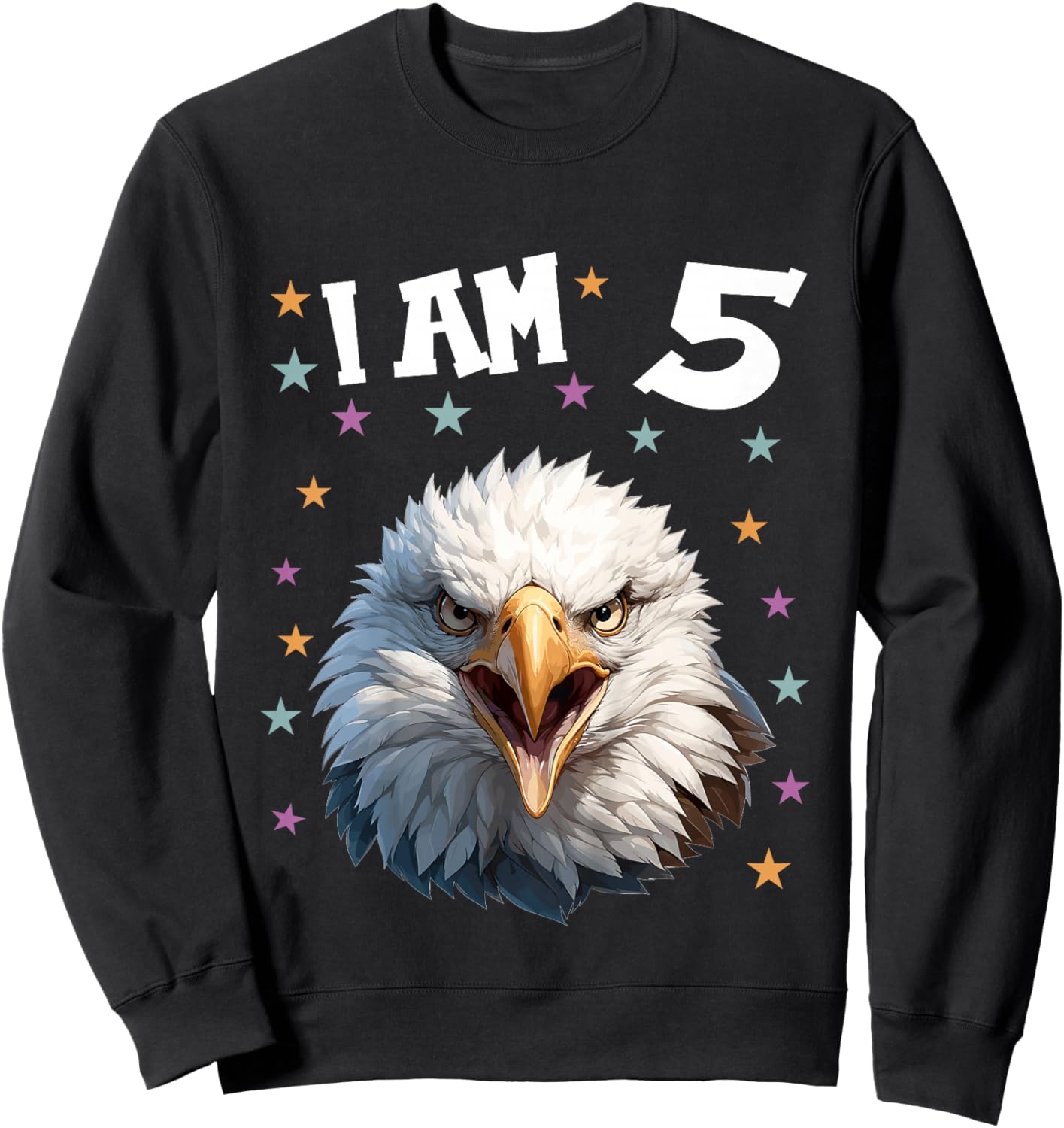 Kids 5 Years old 5 birthday Bald Eagles Boy Girl Bald Eagle Sweatshirt - Sweatshirt | Black