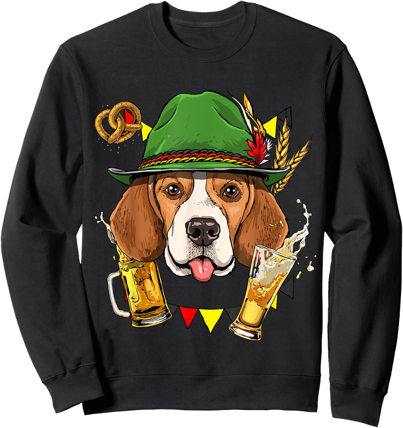 Beagle Oktoberfest Shirt Lederhosen Costume German Beer Fest Sweatshirt - Sweatshirt | Black