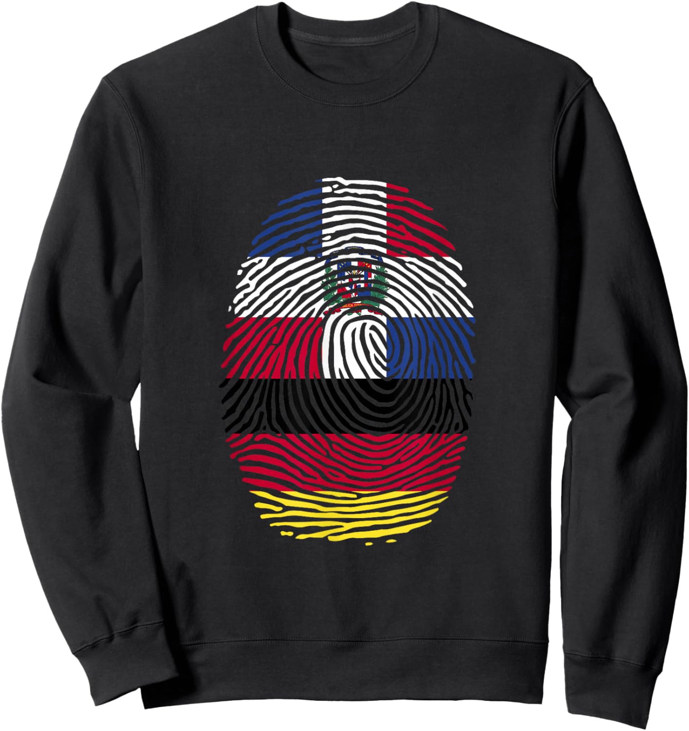 Dominican and Germany Fingerprint Dominicana German Roots Sweatshirt - Sweatshirt | Black