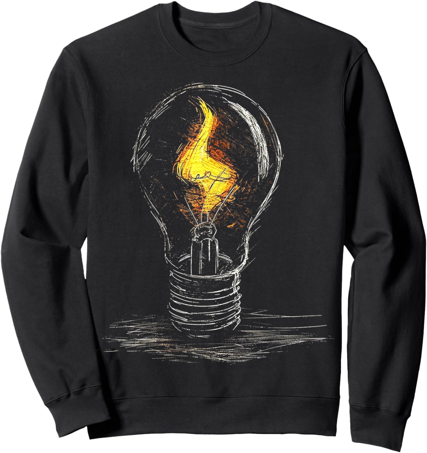 @rtY Light Bulb Drawing Flame Artwork Graphic Art , Small, Black Sweatshirt - Sweatshirt | Black